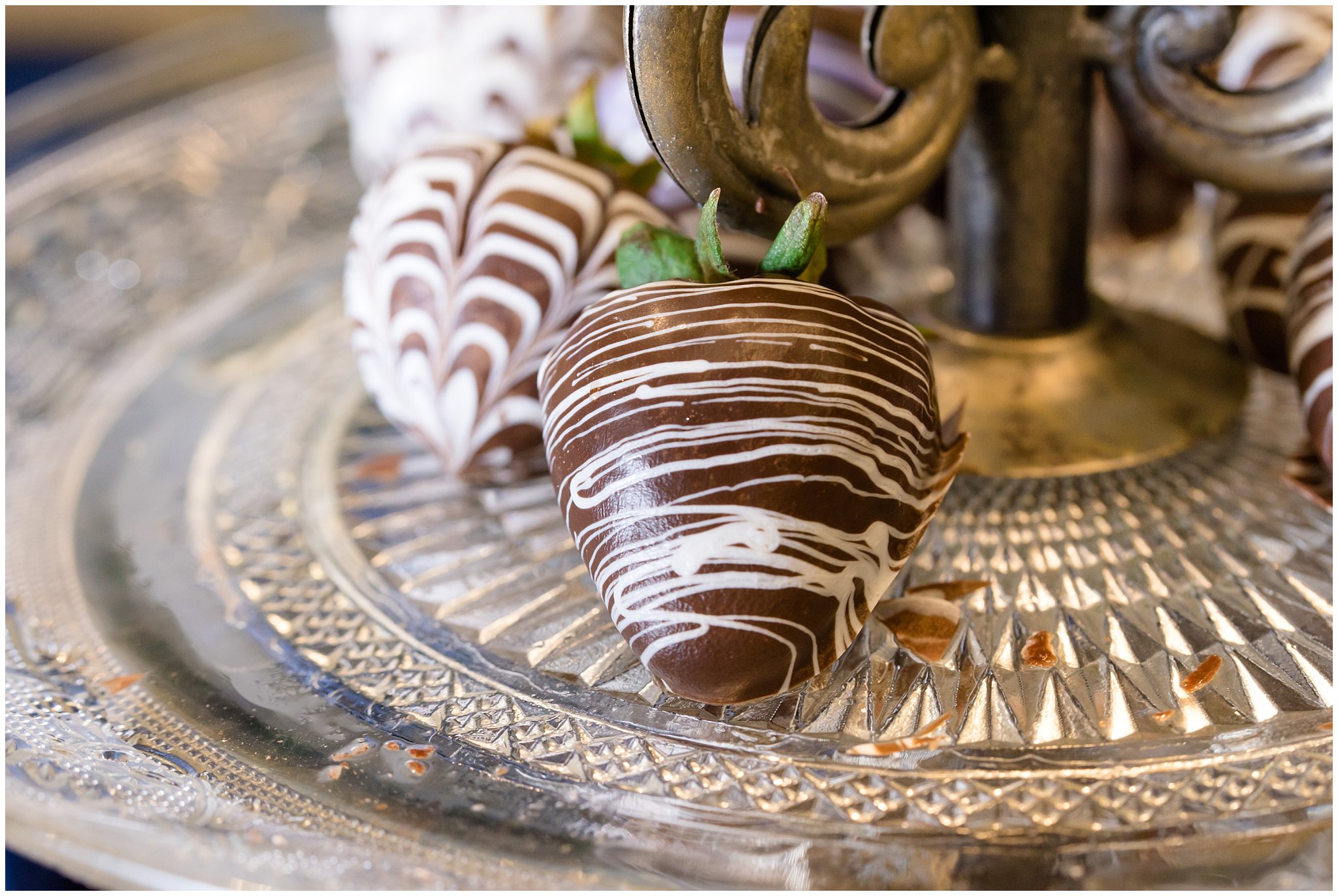 Chocolate covered strawberries for wedding food | The Grand View | Jessie and Dallin Photography