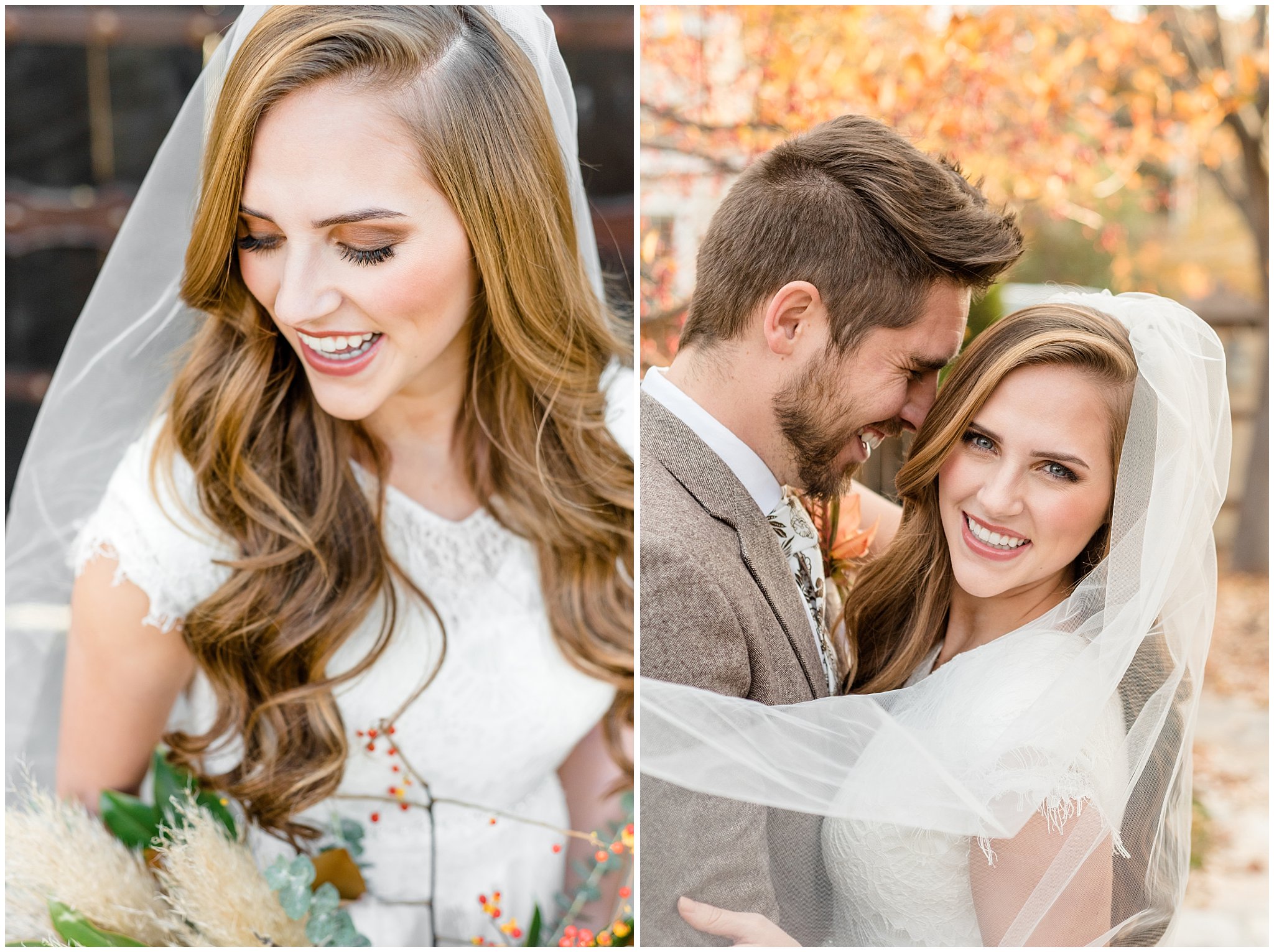 Bride and groom portraits | fun and happy bride and groom | Fall wedding inspiration at Wadley Farms in Utah | Jessie and Dallin Photography
