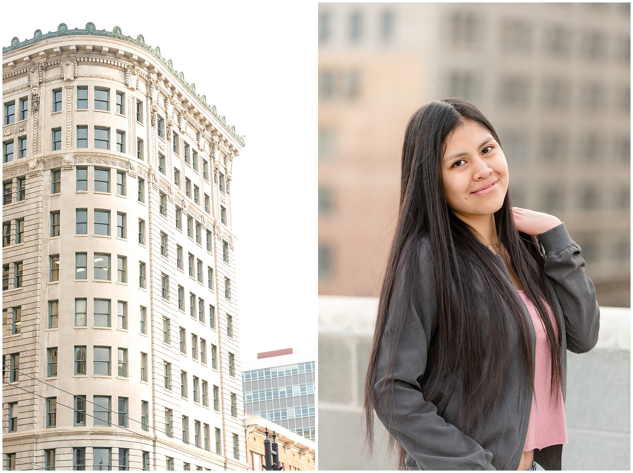 high school senior on rooftop | Downtown Salt Lake, Utah | Jessie and Dallin