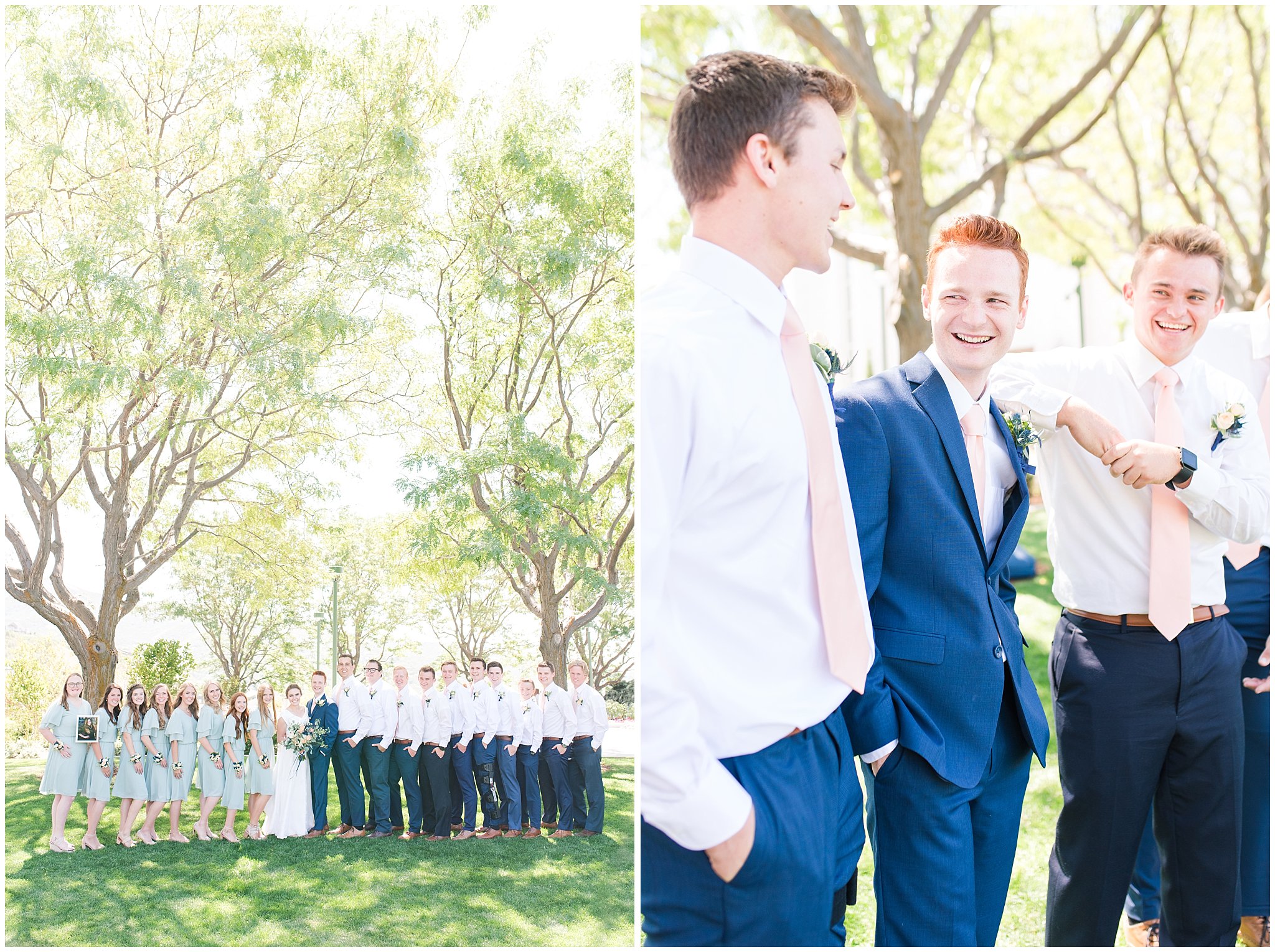 Bride and Groom with bridal party | Bountiful Temple Wedding and Oak Hills Reception | Jessie and Dallin Photography