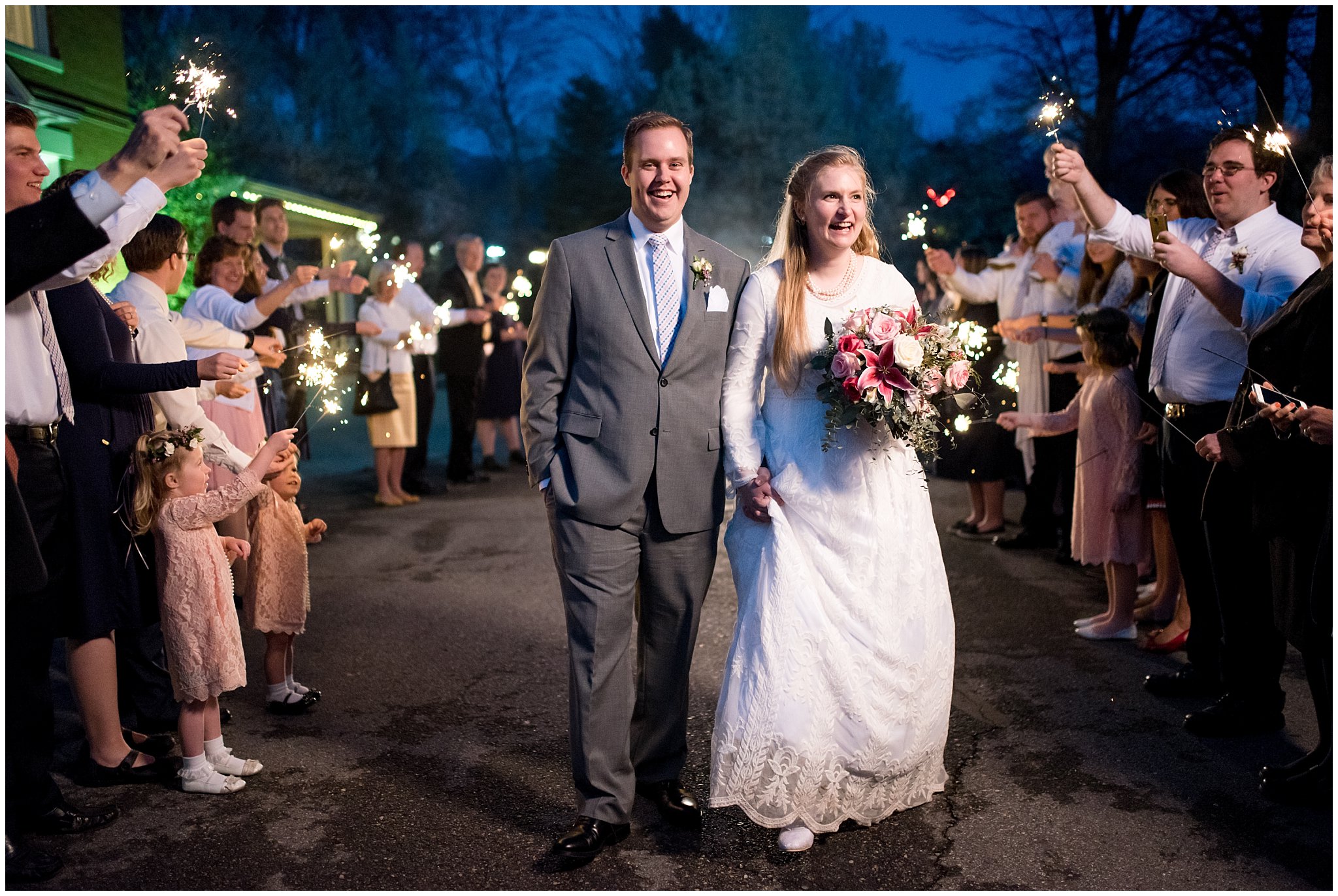 Sparkler exit | Eldredge Manor spring wedding | Utah wedding