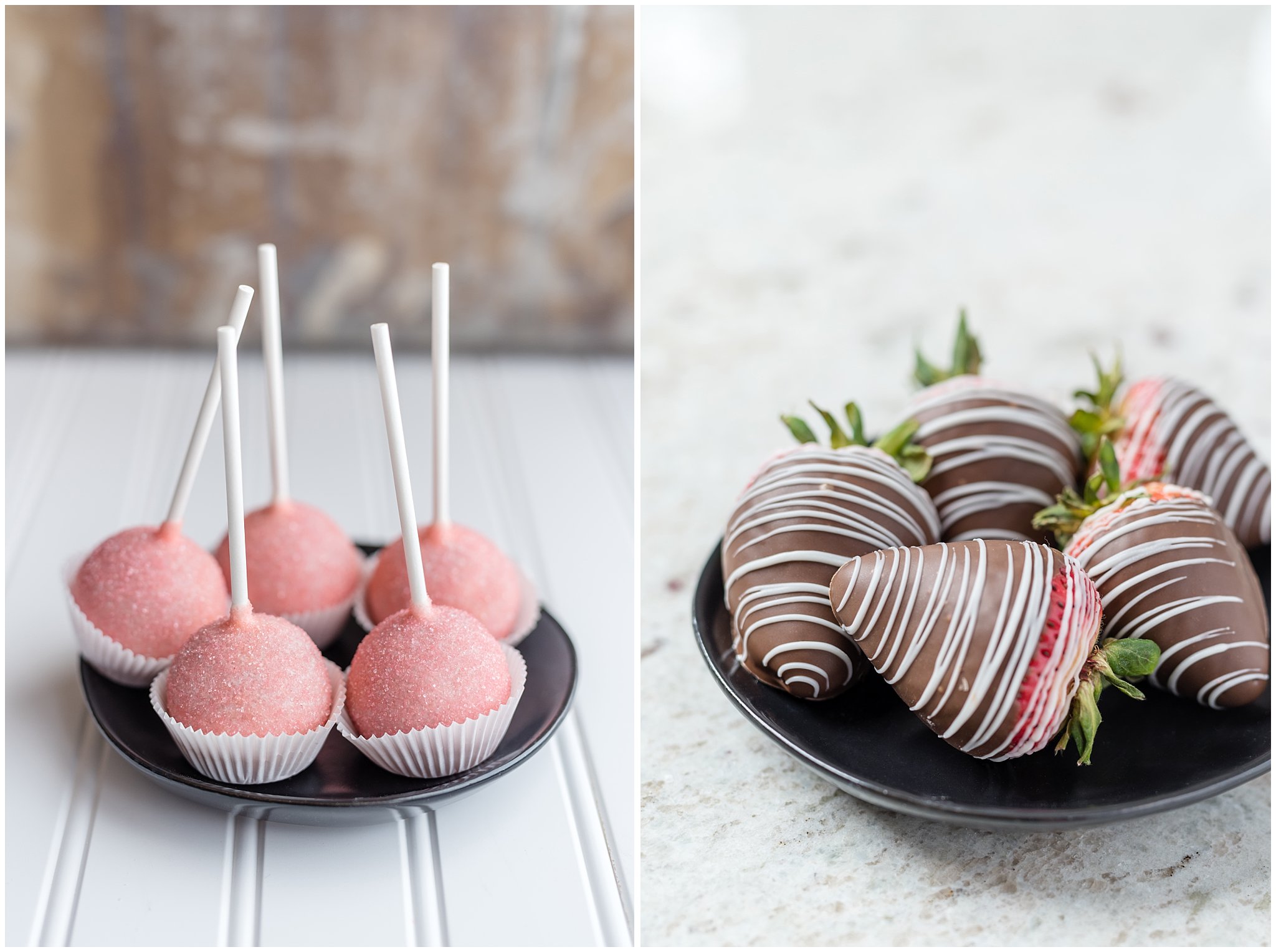 Cake pops and chocolate cover strawberries | Wedding treats | Sweet Cravings