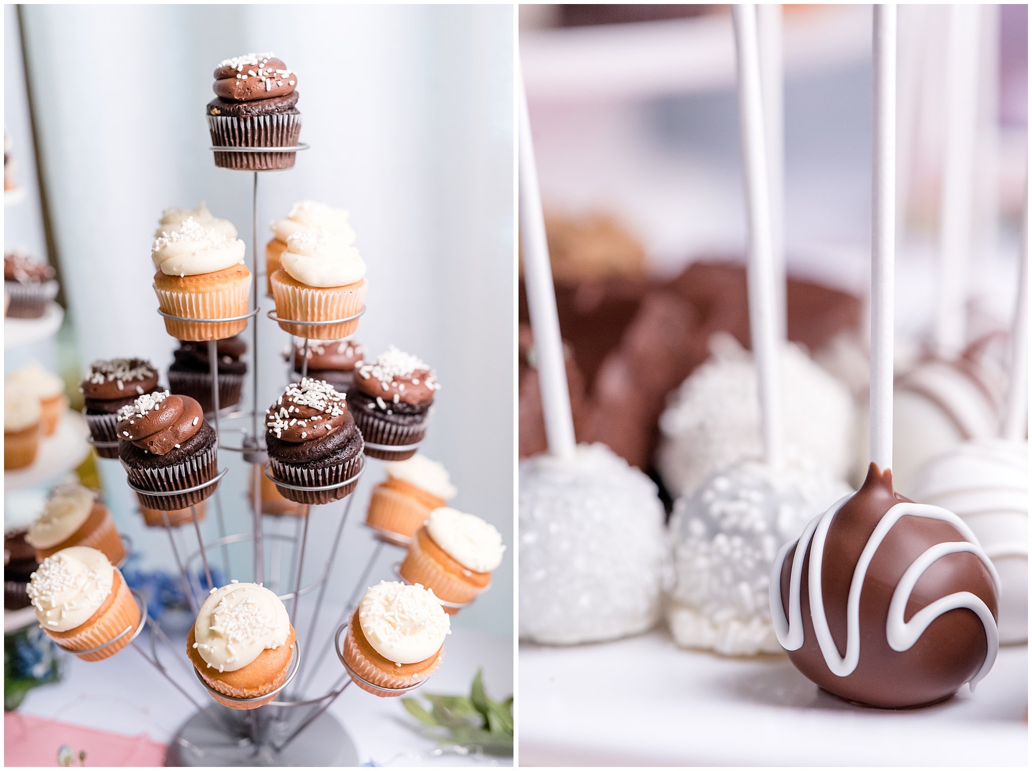 Salt Lake reception | wedding food and cupcakes | Coral and grey wedding