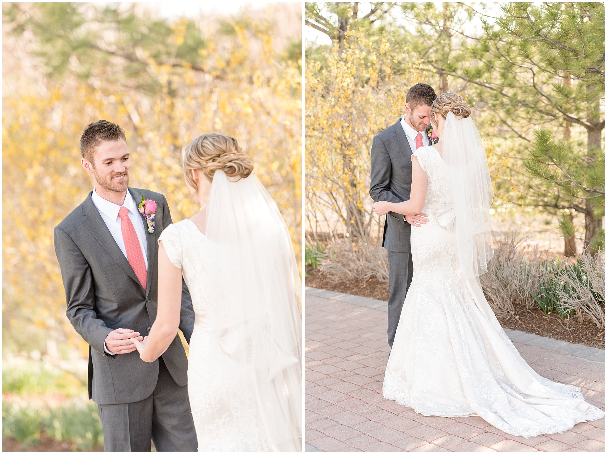 First Look | Thanksgiving Point Wedding | Spring Bride and Groom portraits | Garden Wedding Photography
