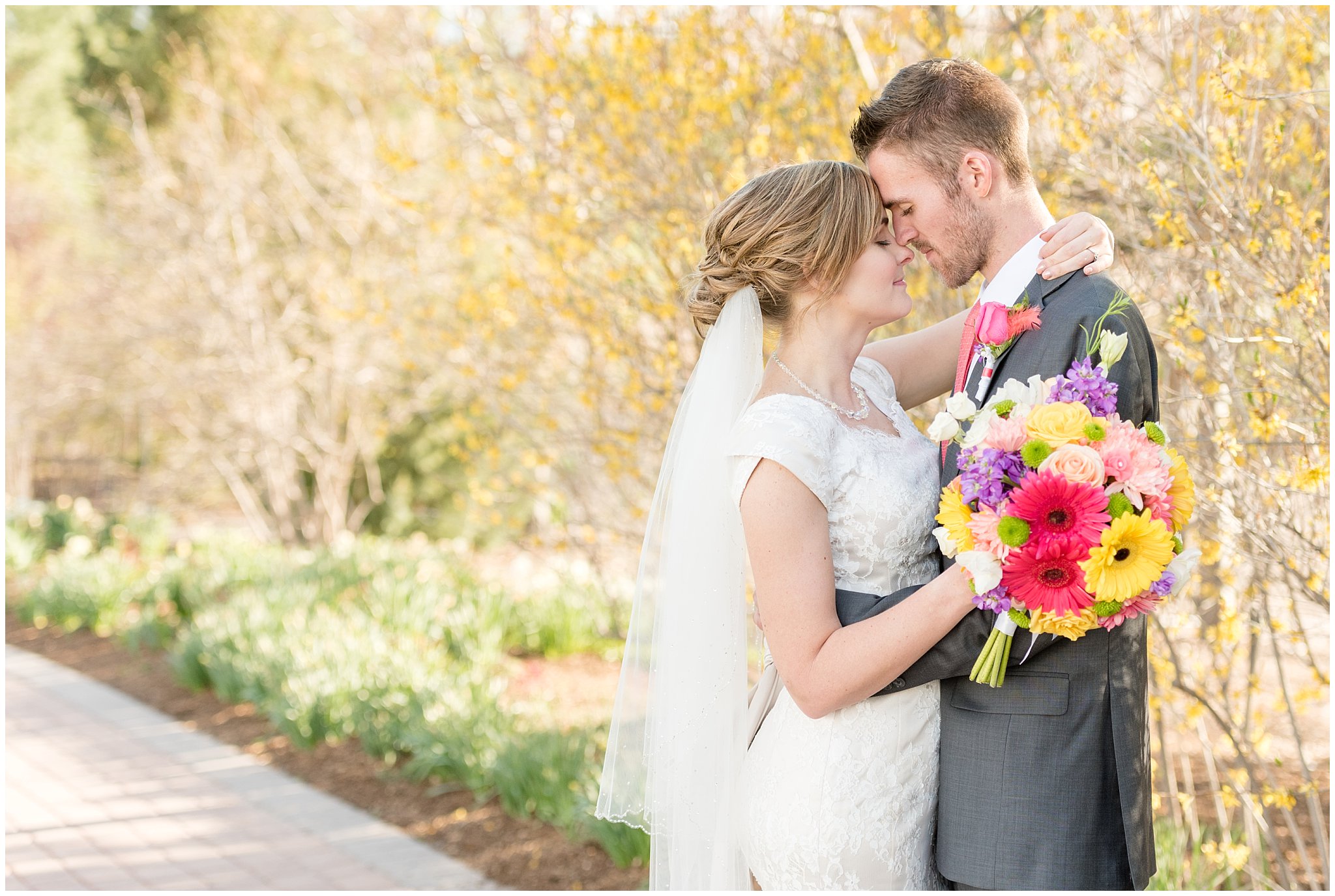 Thanksgiving Point Wedding | Spring Bride and Groom portraits | Garden Wedding Photography
