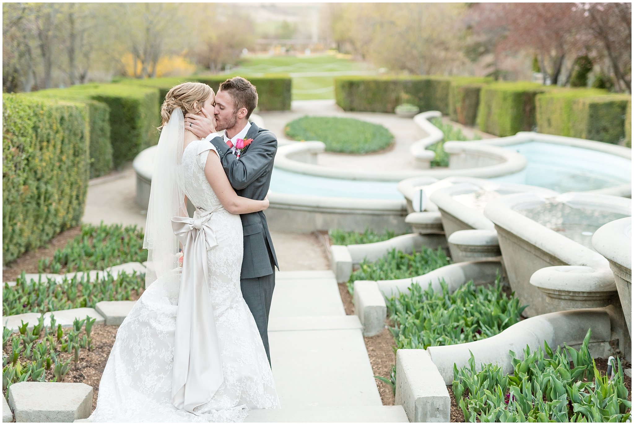 Thanksgiving Point Wedding | Spring Bride and Groom portraits | Garden Wedding Photography