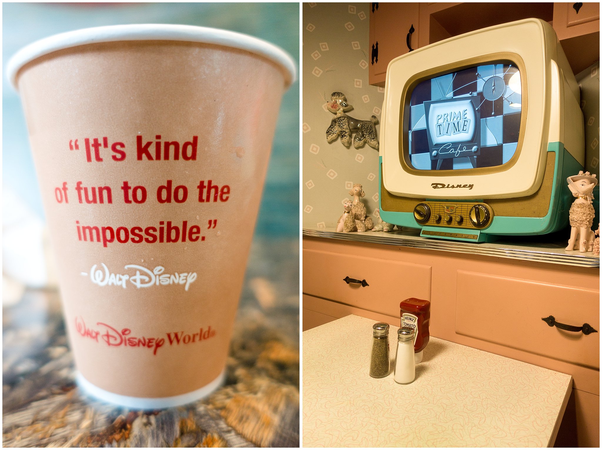 Disney cup and The 50's Prime Time Cafe