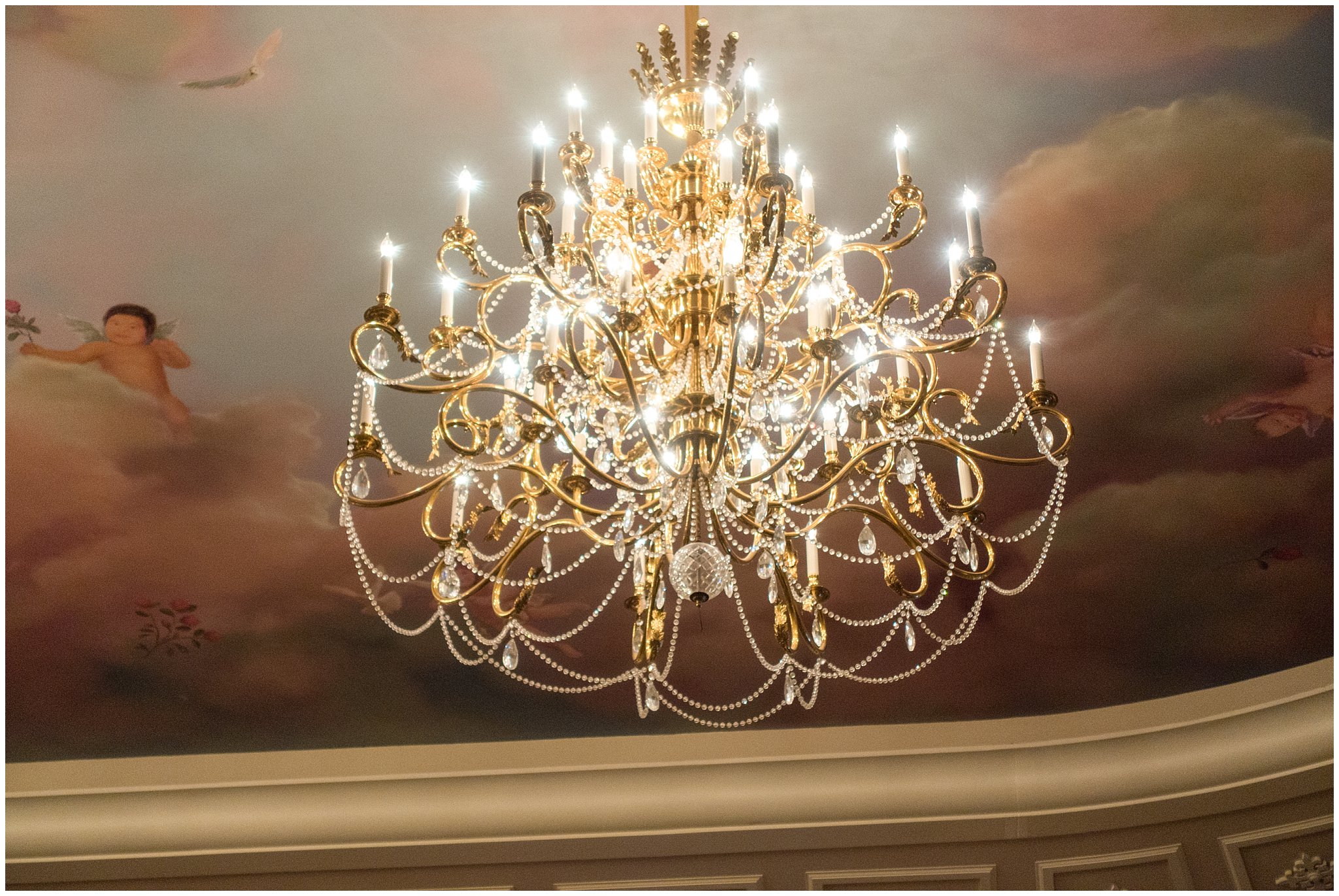 Chandelier in Be Our Guest Restaurant Ballroom