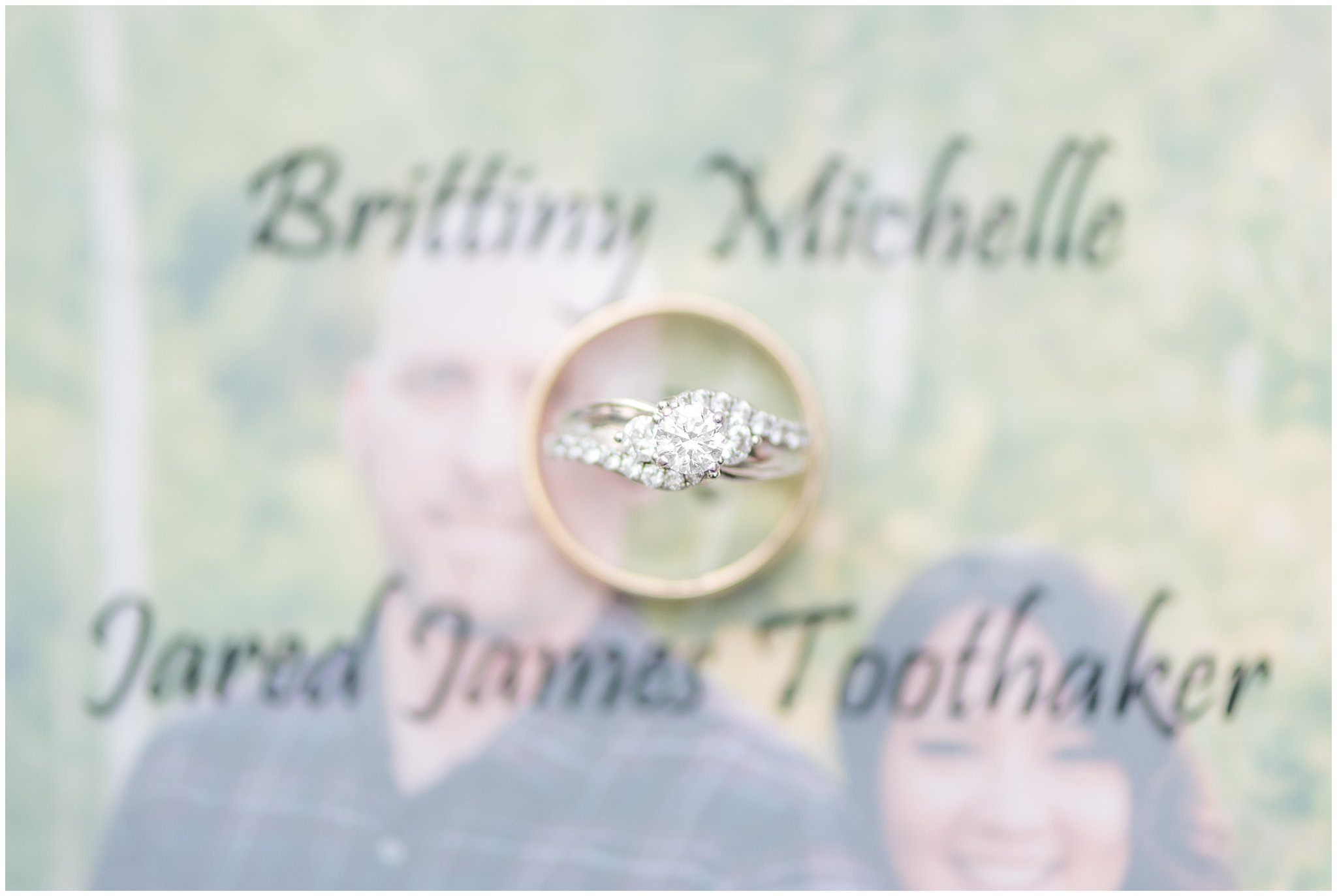 Close up of rings on invitation | Davis County Outdoor Wedding | Jessie and Dallin Photography
