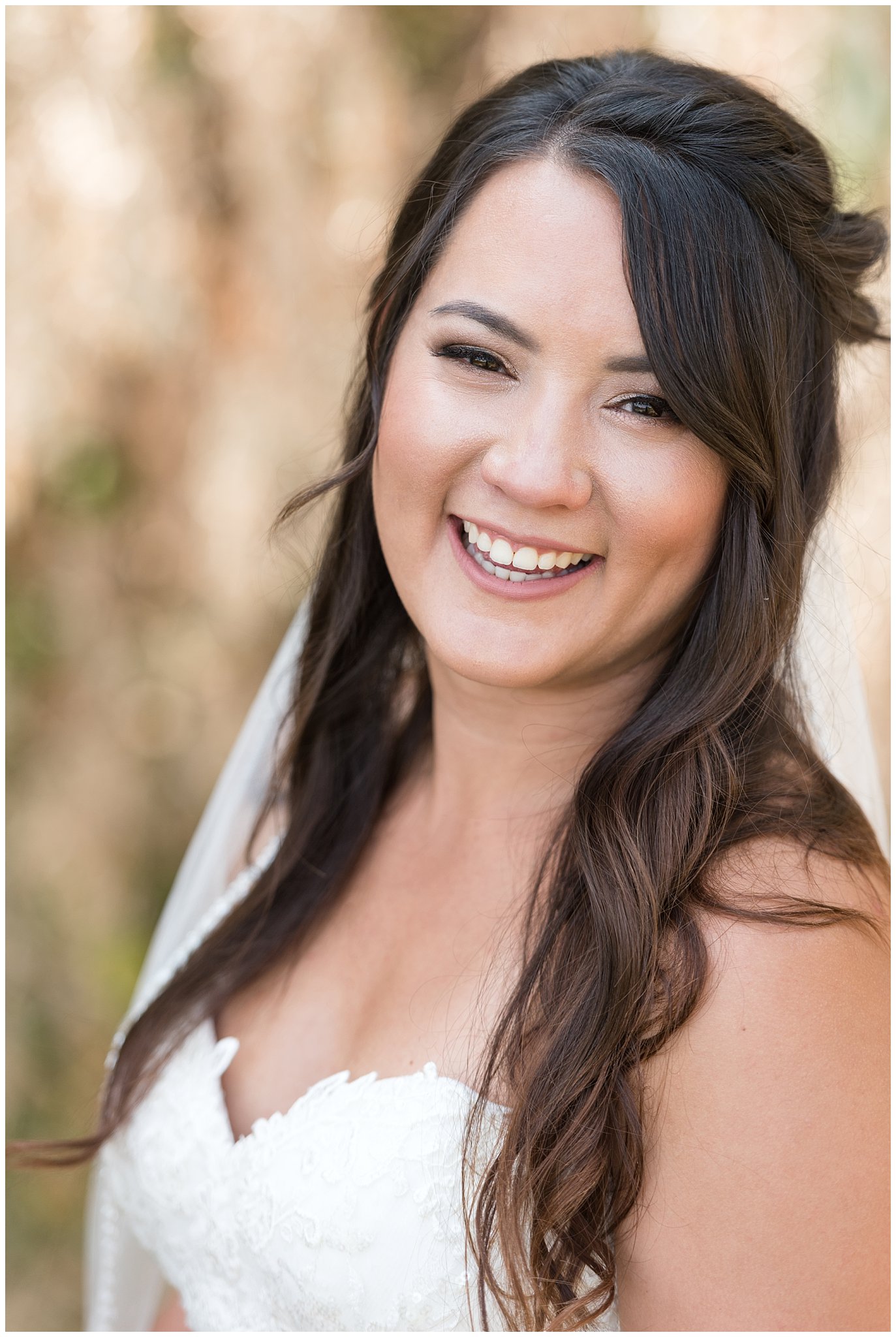 Elegant bridal portrait laughing and smiling | Davis County Outdoor Wedding | Jessie and Dallin Photography