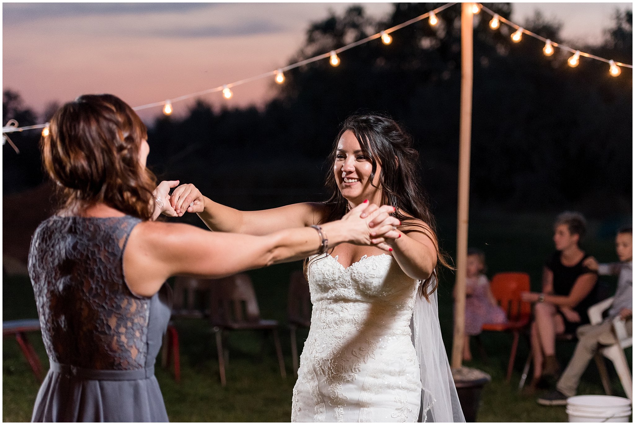 Bride and bridesmaid party dancing | Red and Grey wedding | Davis County Outdoor Wedding | Jessie and Dallin Photography