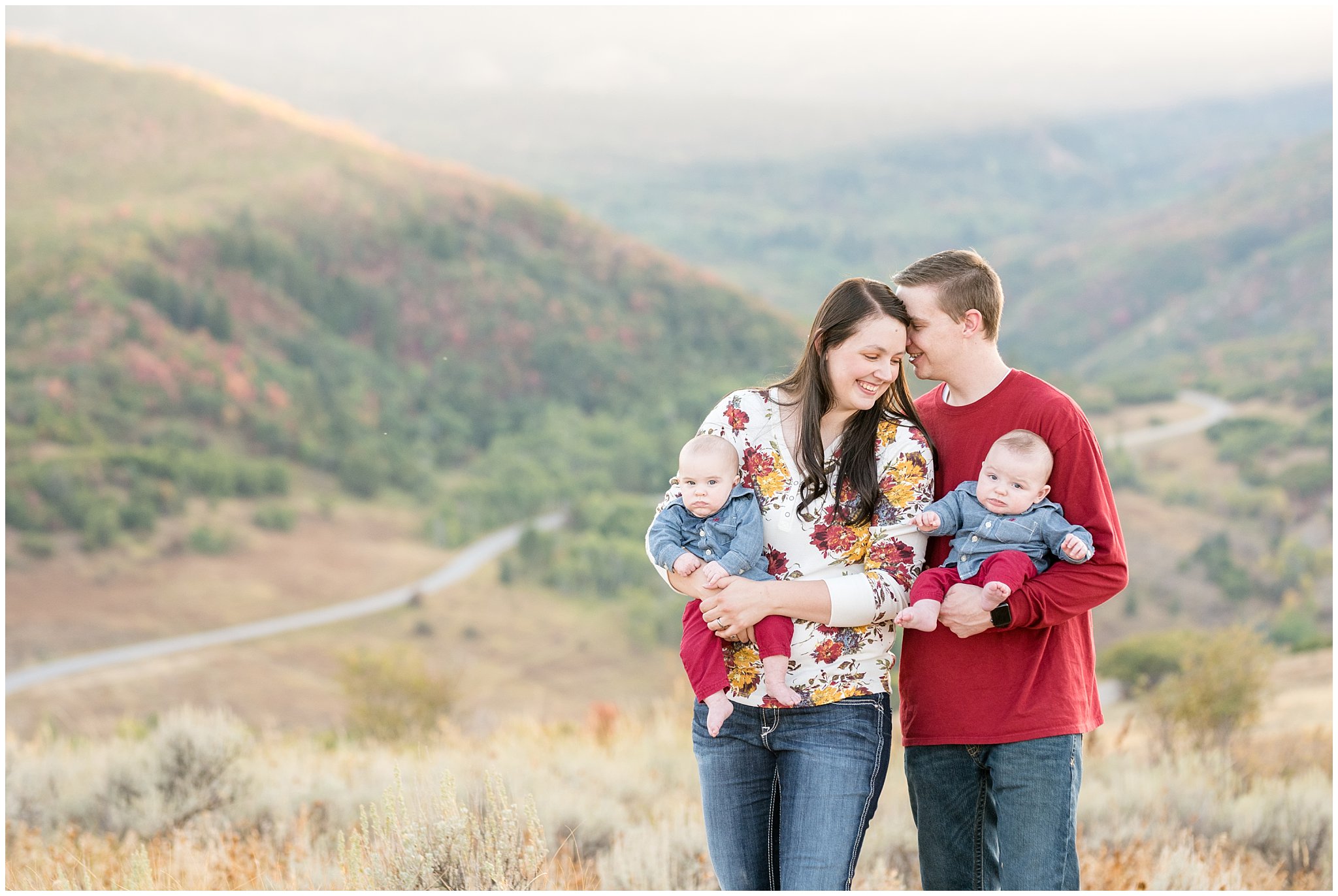Candid fall family picture in the mountains | Fall Family Pictures at Snowbasin | Jessie and Dallin Photography