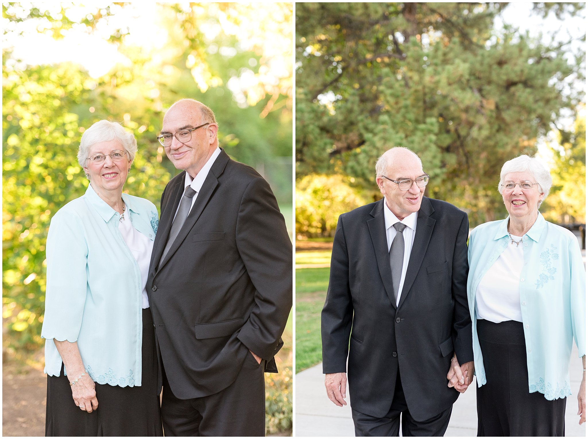 Older couple smiling and walking | Layton Commons Park | Layton Couples Photographer | Jessie and Dallin
