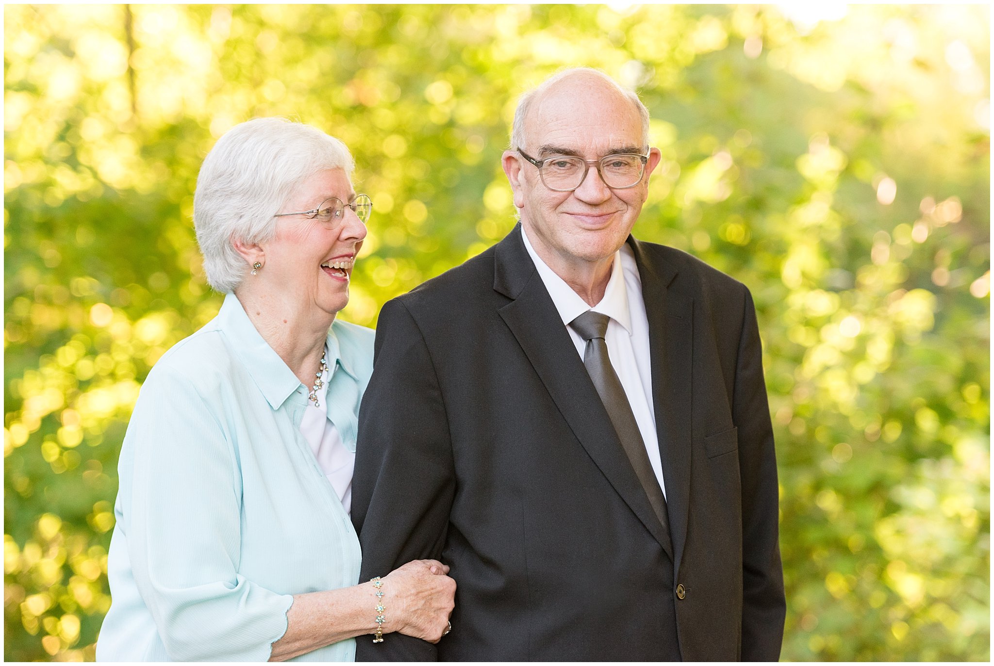 Grandma laughing at Grandpa after a joke | Layton Commons Park | Layton Couples Photographer | Jessie and Dallin