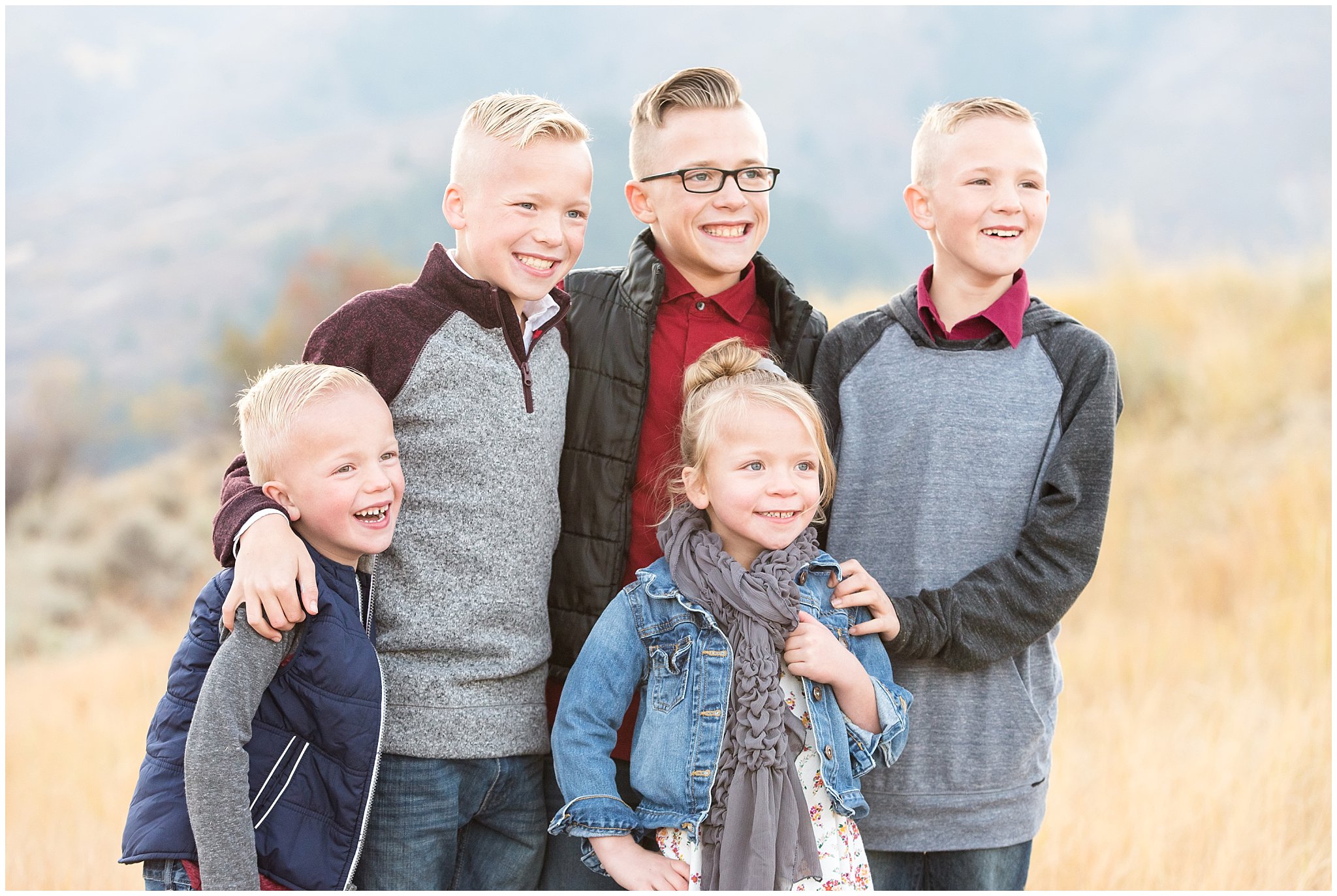 Young siblings laughing | Fall Family Pictures in the Mountains | Snowbasin, Utah | Jessie and Dallin Photography