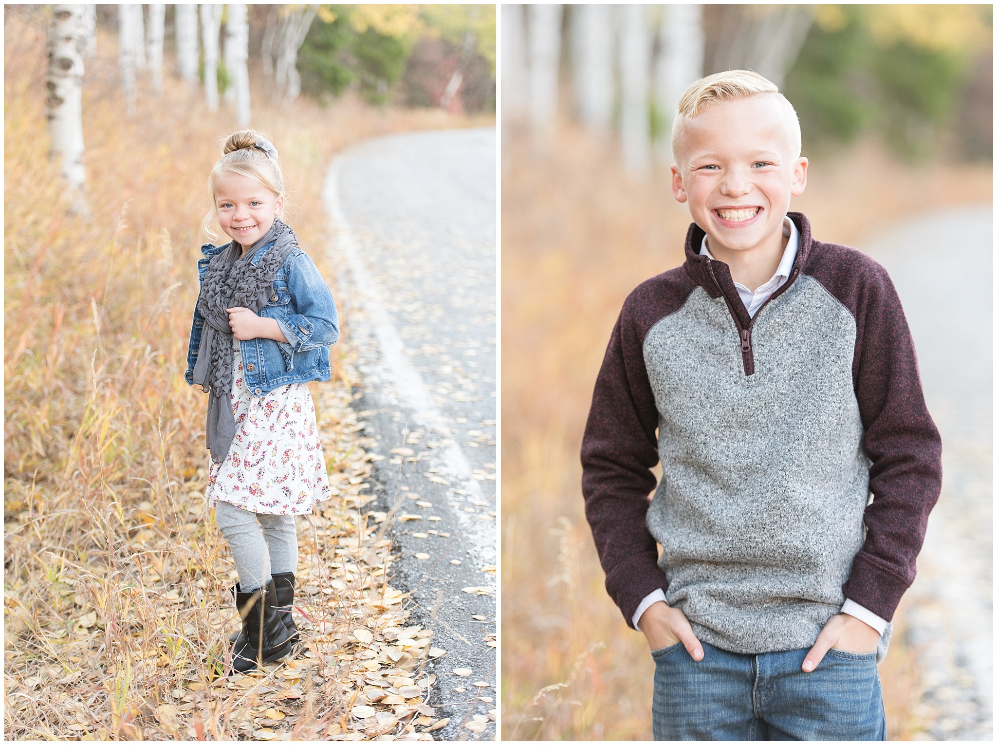 Portraits of kids during fall family pictures | Fall Family Pictures in the Mountains | Snowbasin, Utah | Jessie and Dallin Photography