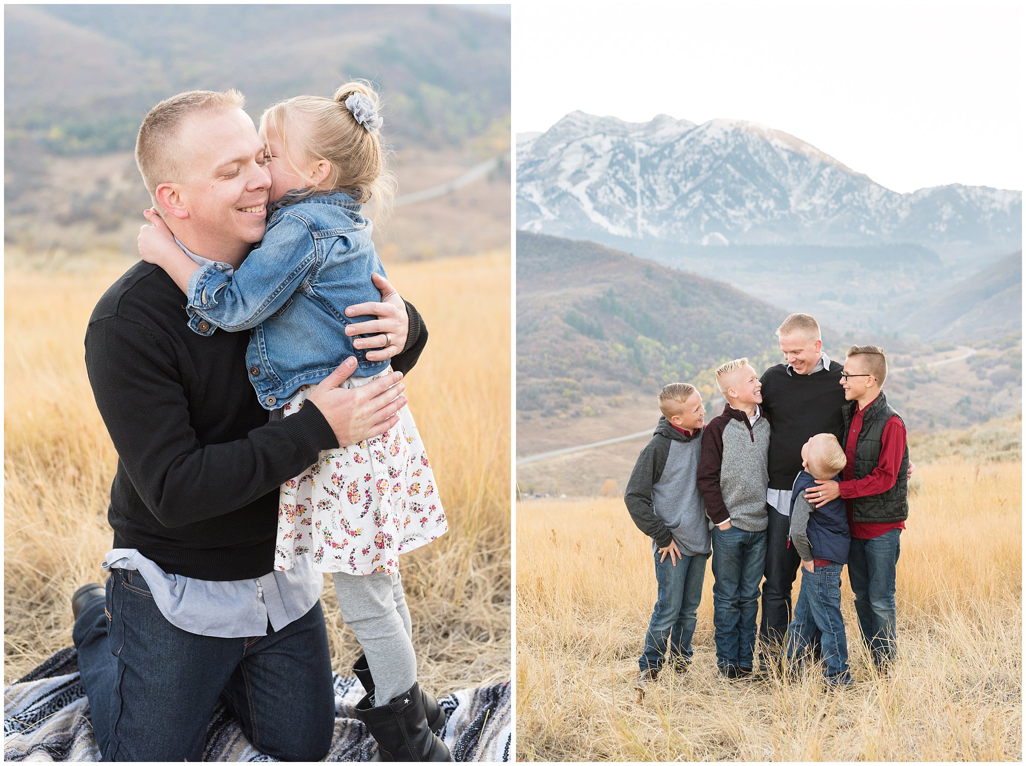 Candid pictures of dad with his kids | Fall Family Pictures in the Mountains | Snowbasin, Utah | Jessie and Dallin Photography