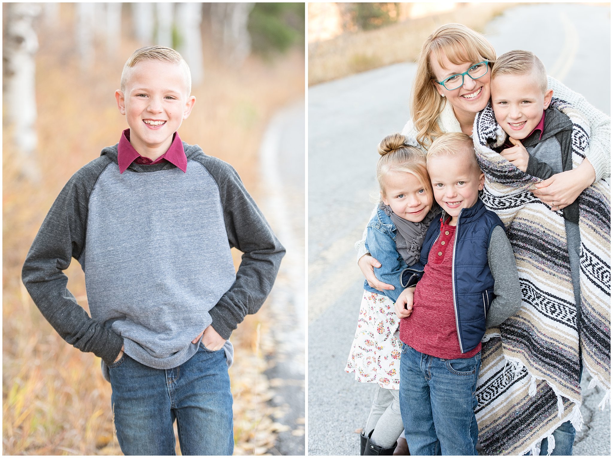 Candid portrait and picture of boy in fall leaves | Fall Family Pictures in the Mountains | Snowbasin, Utah | Jessie and Dallin Photography