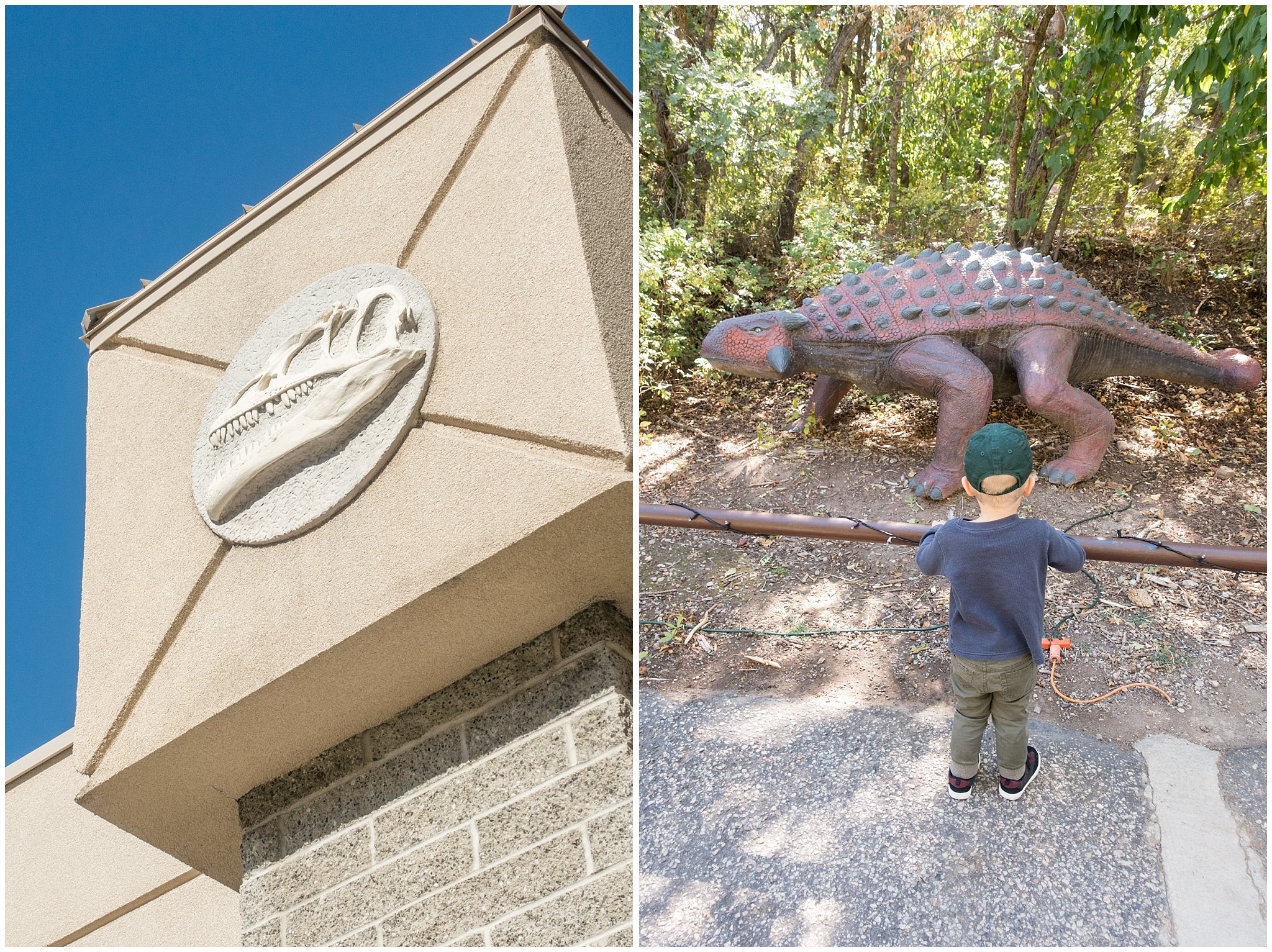 Liam standing by a dinosaur | Fun Friday - Dinosaur Park | Ogden, Utah | Jessie and Dallin