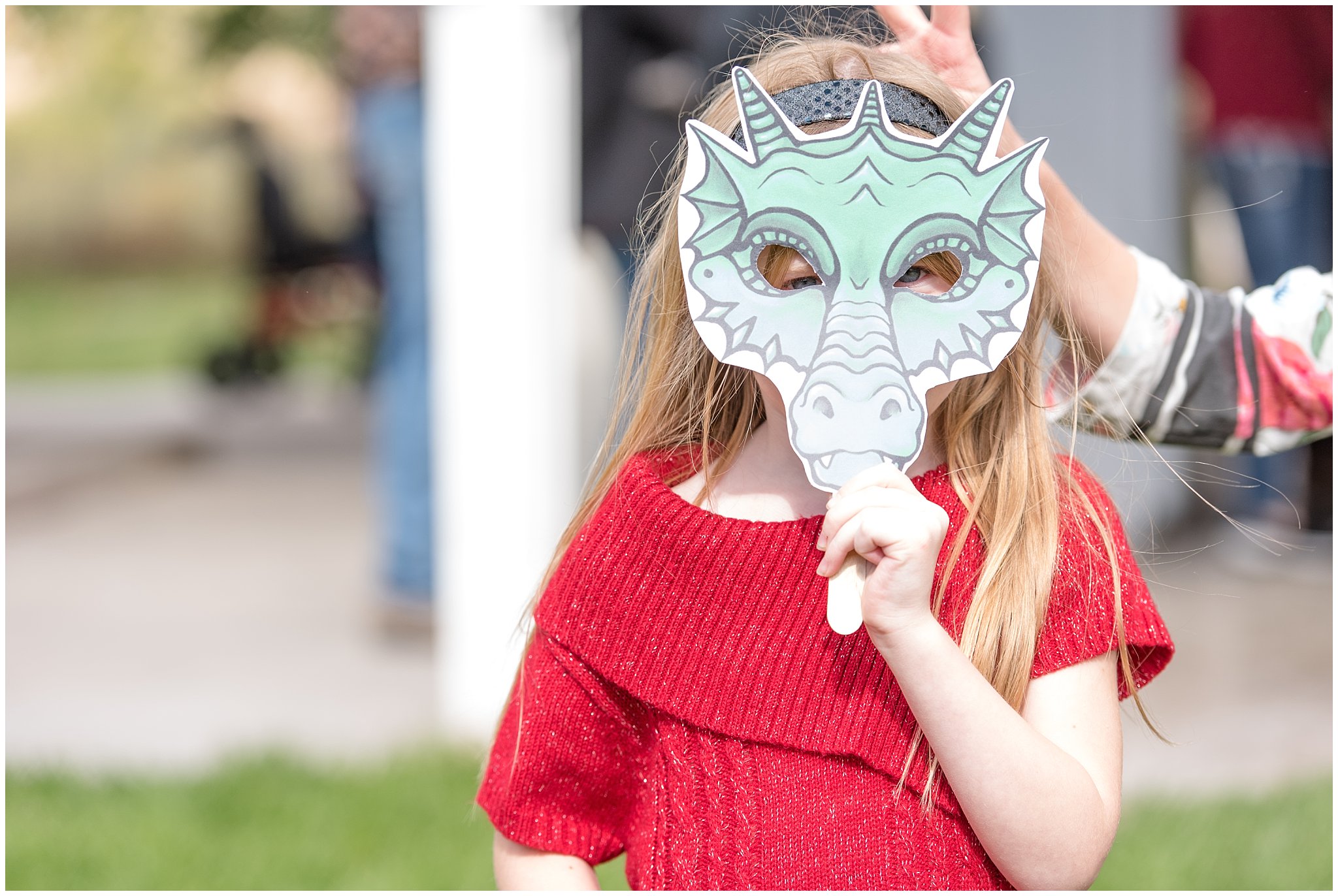Girl with dragon mask | Tremonton Family Pictures and Make a Wish Event | Jessie and Dallin Photography