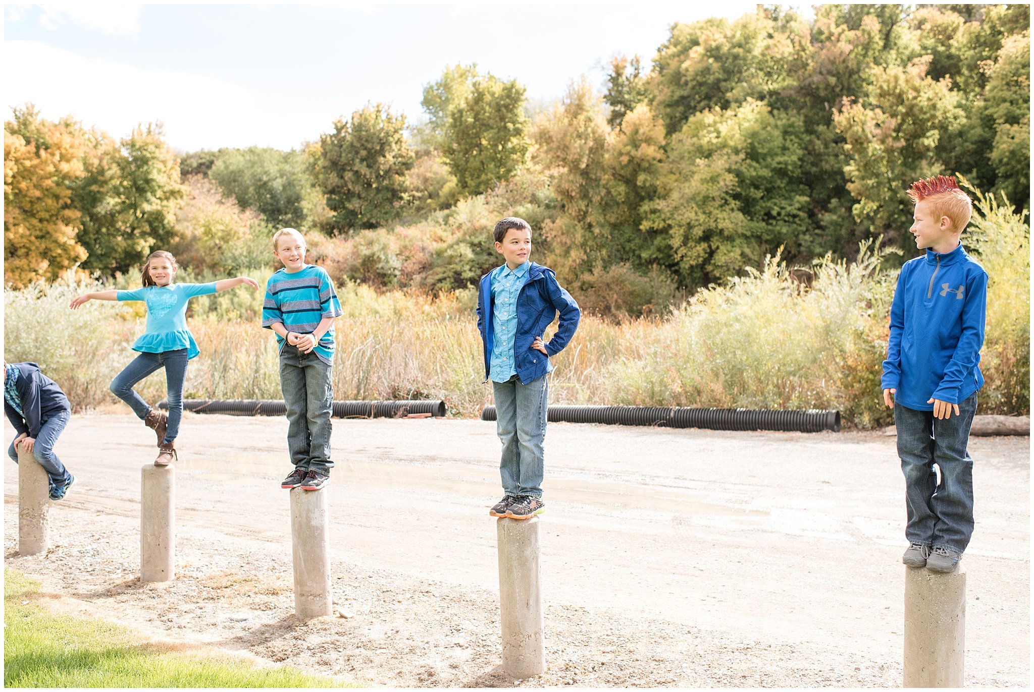 Kids standing on planks | Tremonton Family Pictures and Make a Wish Event | Jessie and Dallin Photography