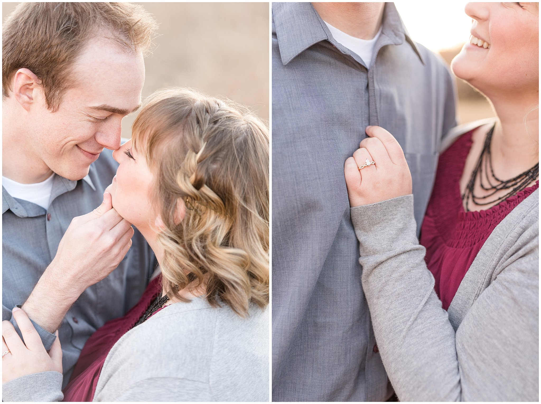 Cute couple in a field | Davis County Fall Engagement | Utah Wedding Photographers | Jessie and Dallin