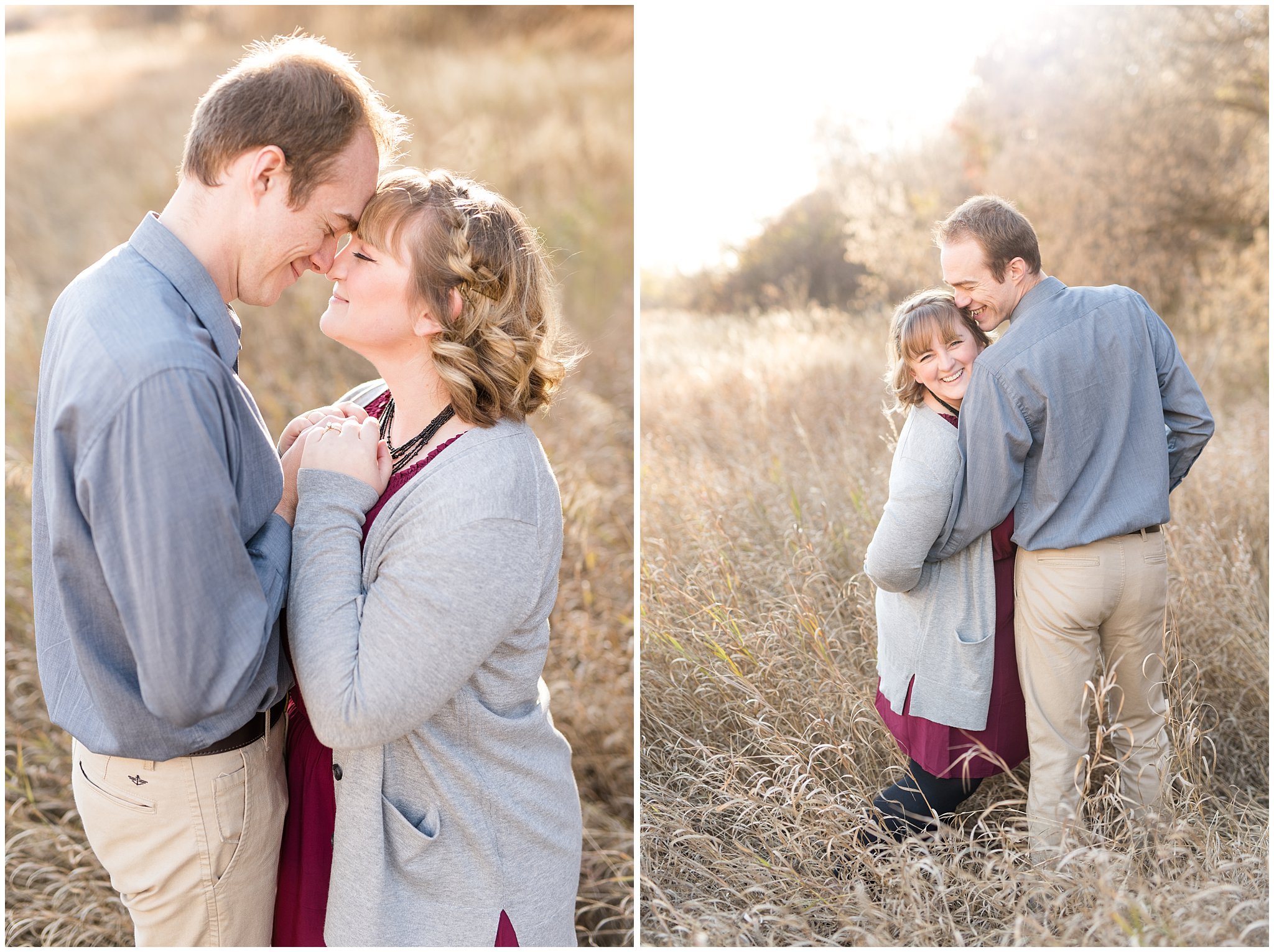 Couple in love in a field | Davis County Fall Engagement | Utah Wedding Photographers | Jessie and Dallin