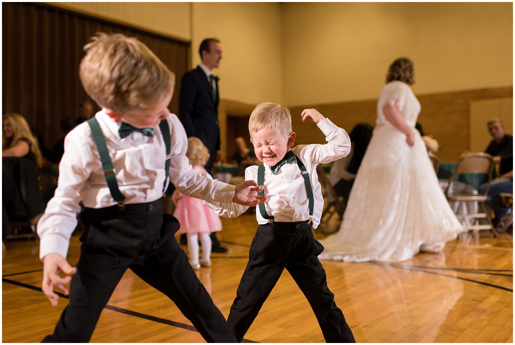 Kids dancing at reception | Ogden Temple Winter Wedding | Emerald Green and Pink Wedding | Jessie and Dallin Photography