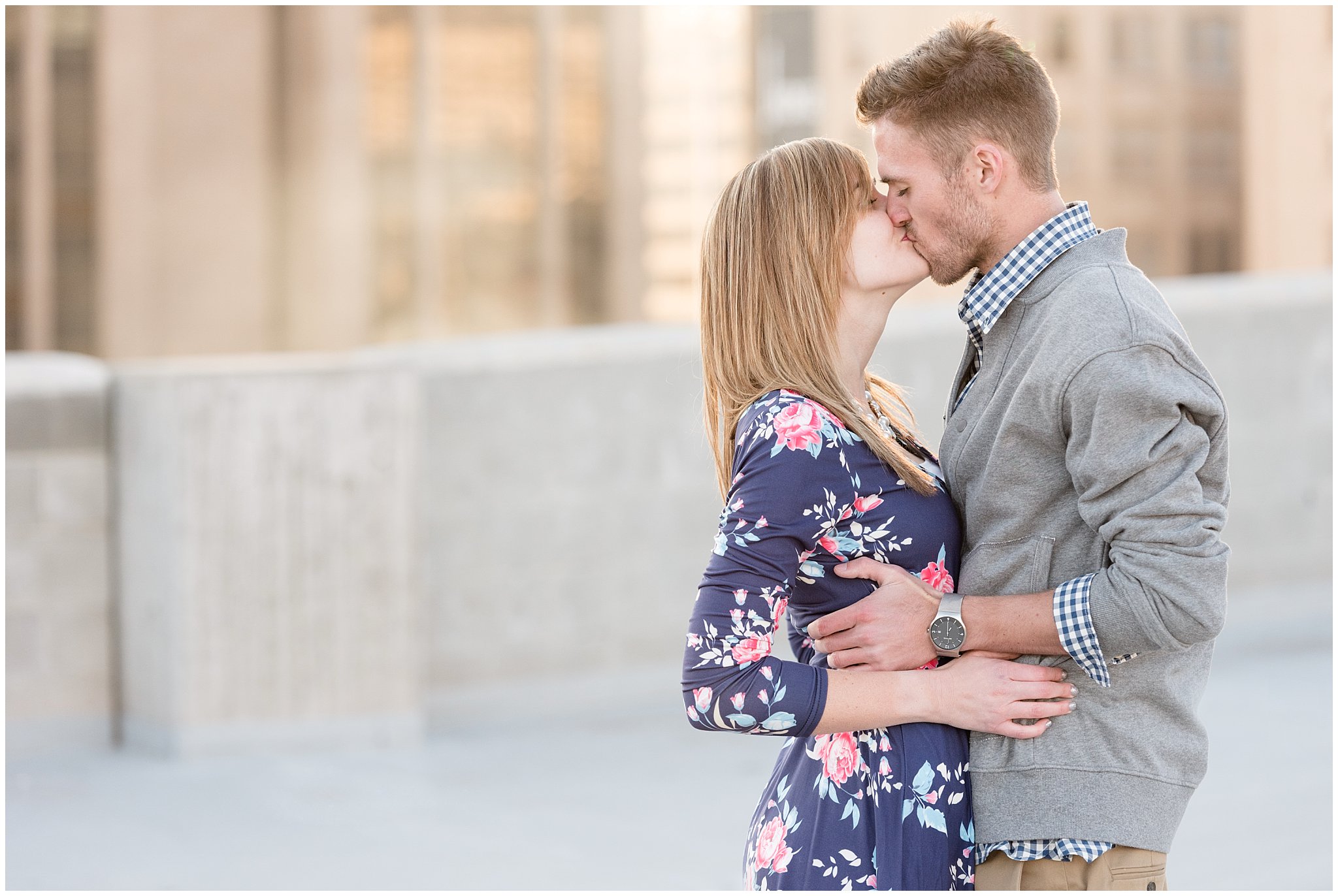 Salt Lake City Utah Downtown | Couple on a parking garage | Jessie and Dallin Photography
