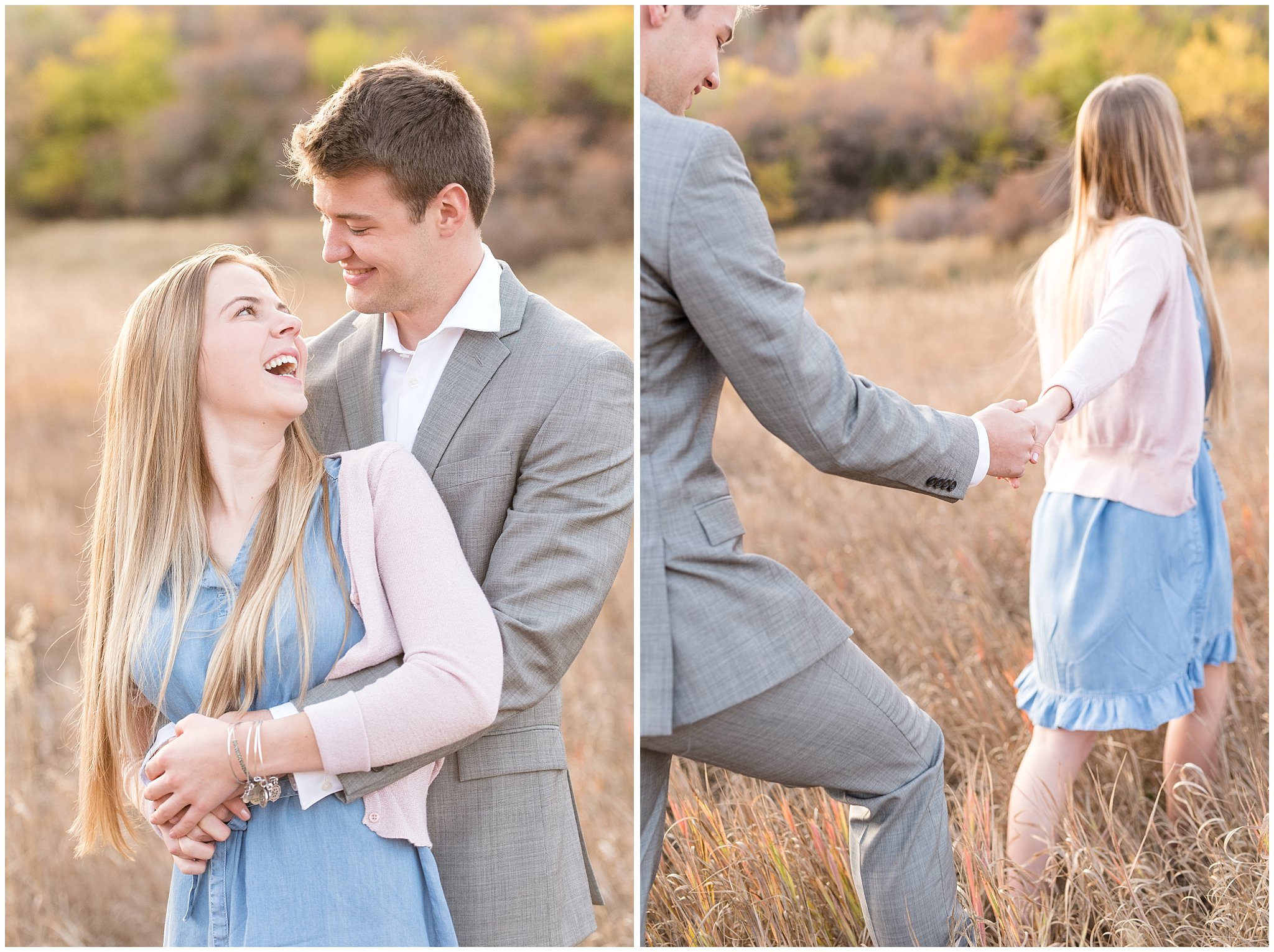 Utah fall engagement | Couple in fall grass | Jessie and Dallin Photography