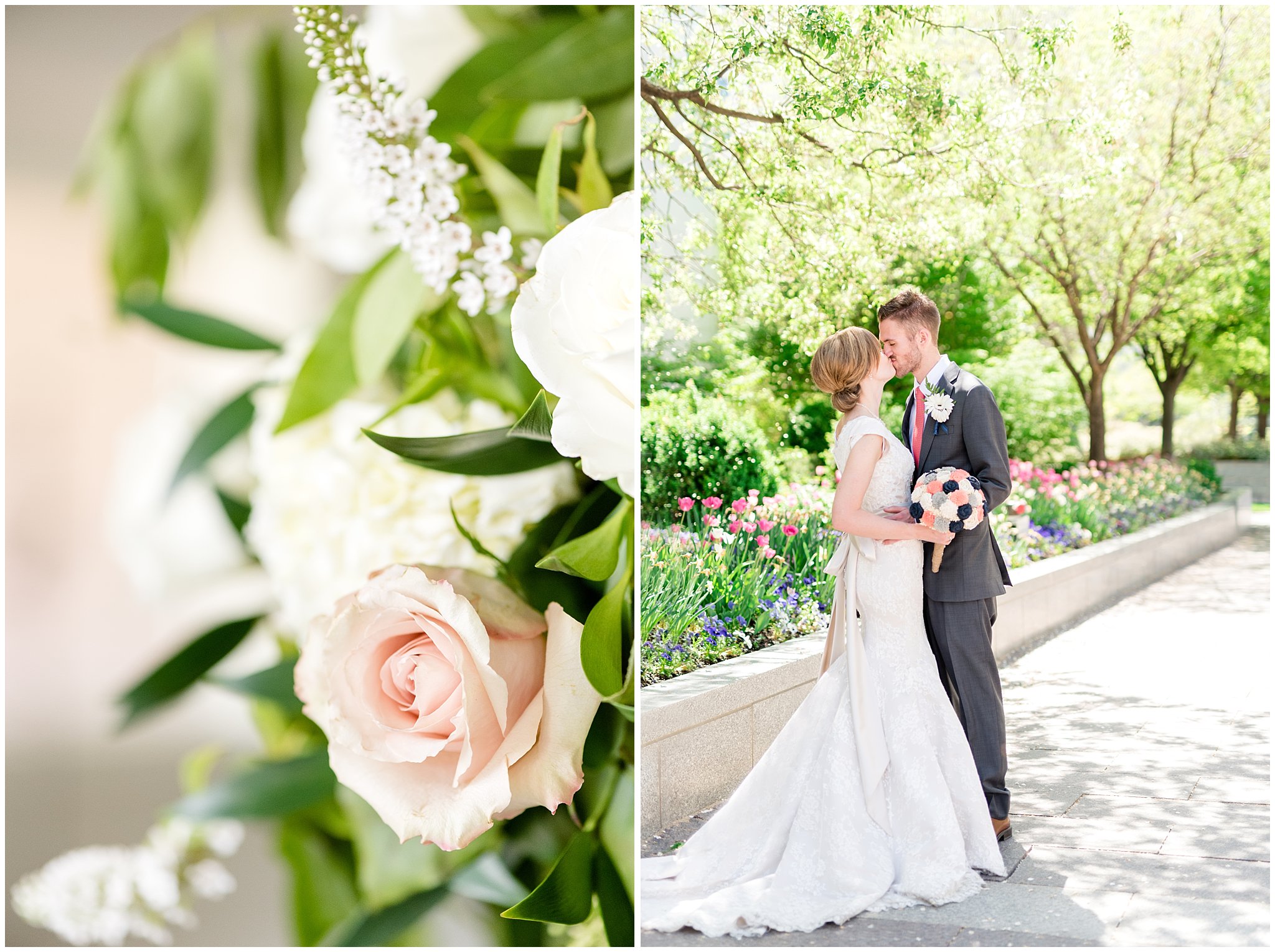 Salt Lake Temple Wedding | Bride and groom kiss | Jessie and Dallin Photography