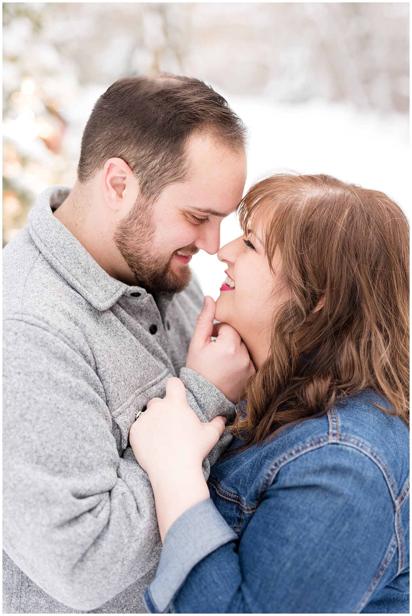 Mueller Park, Bountiful Utah winter engagement | Couple laughing | Jessie and Dallin Photography