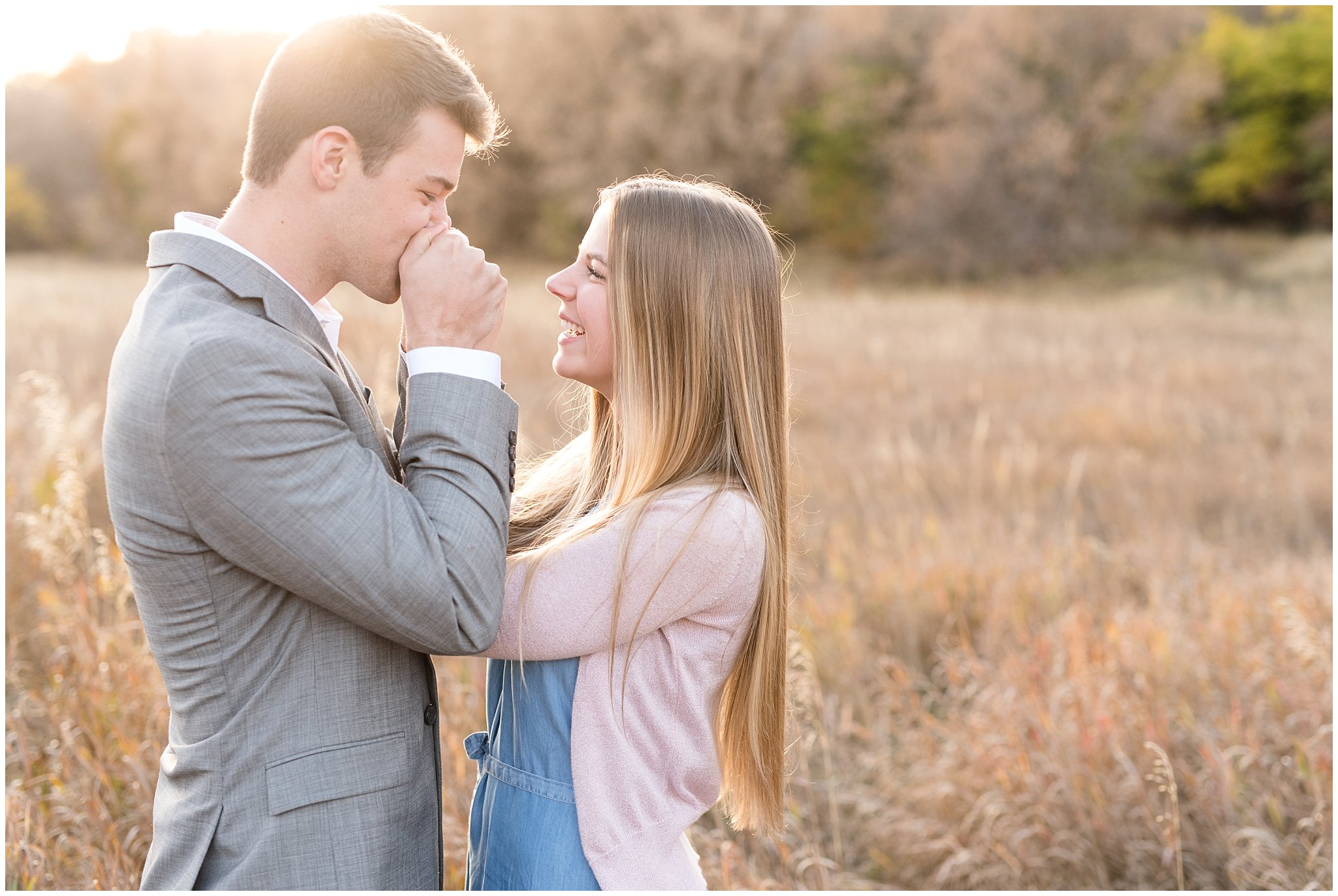 Utah Fall Engagement | Layton Utah engagement | Couple in the fall grass | Jessie and Dallin Photography