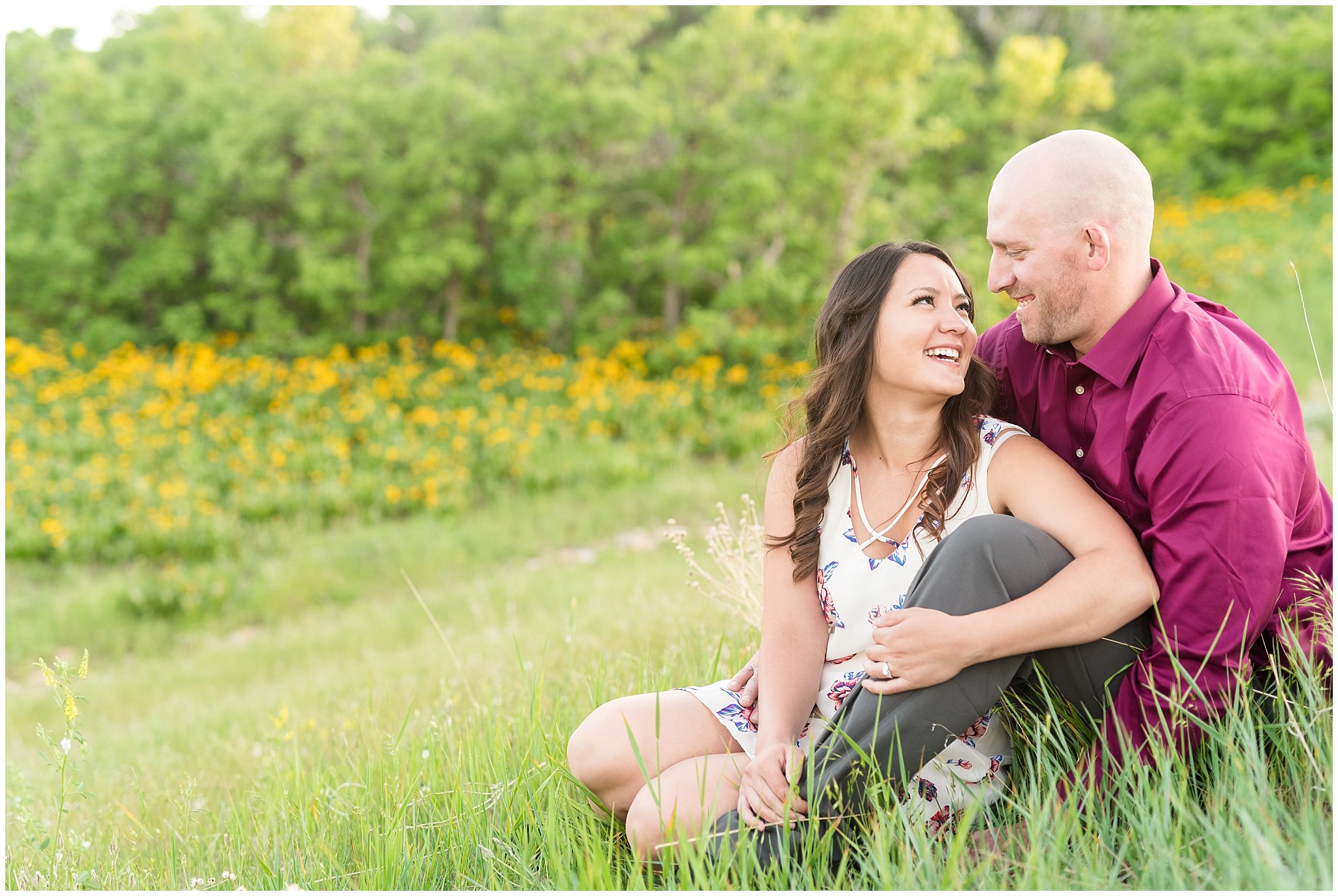 Snowbasin Resort Engagement Photography | Couple laughing on the mountain | Jessie and Dallin Photography