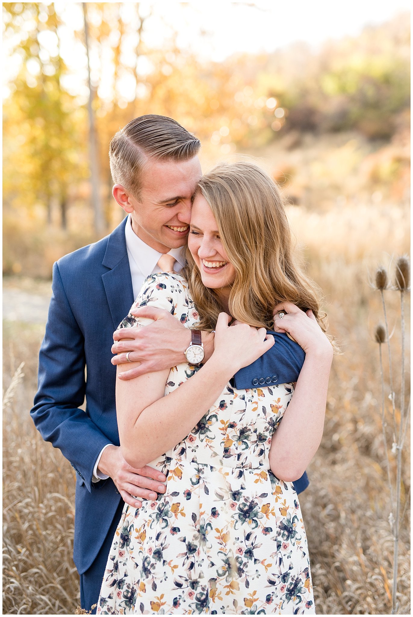 Utah Fall engagement photography | Layton Utah engagement | couple laughing | Jessie and Dallin Photography