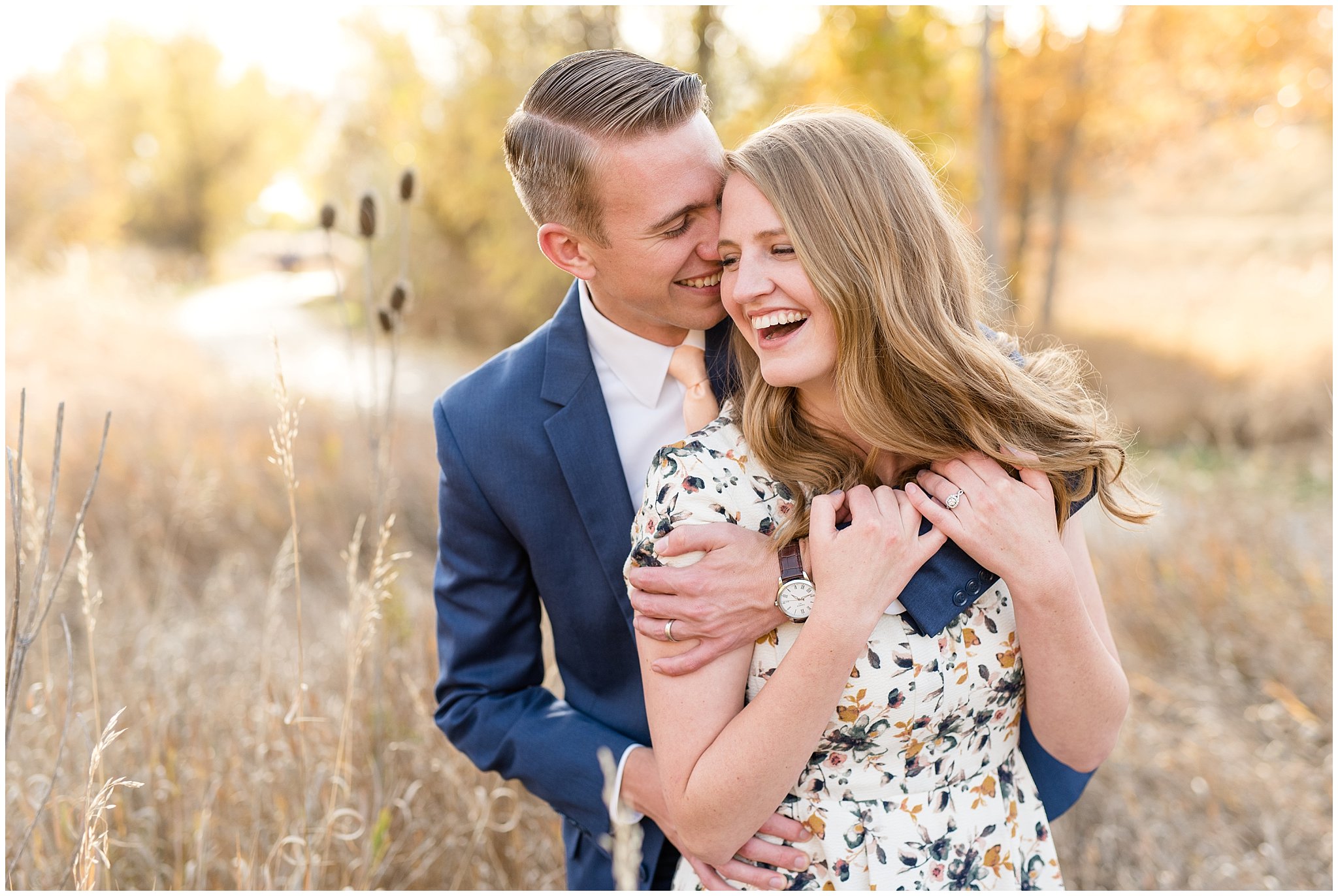 Utah fall engagement | Couple laughing | Jessie and Dallin Photography
