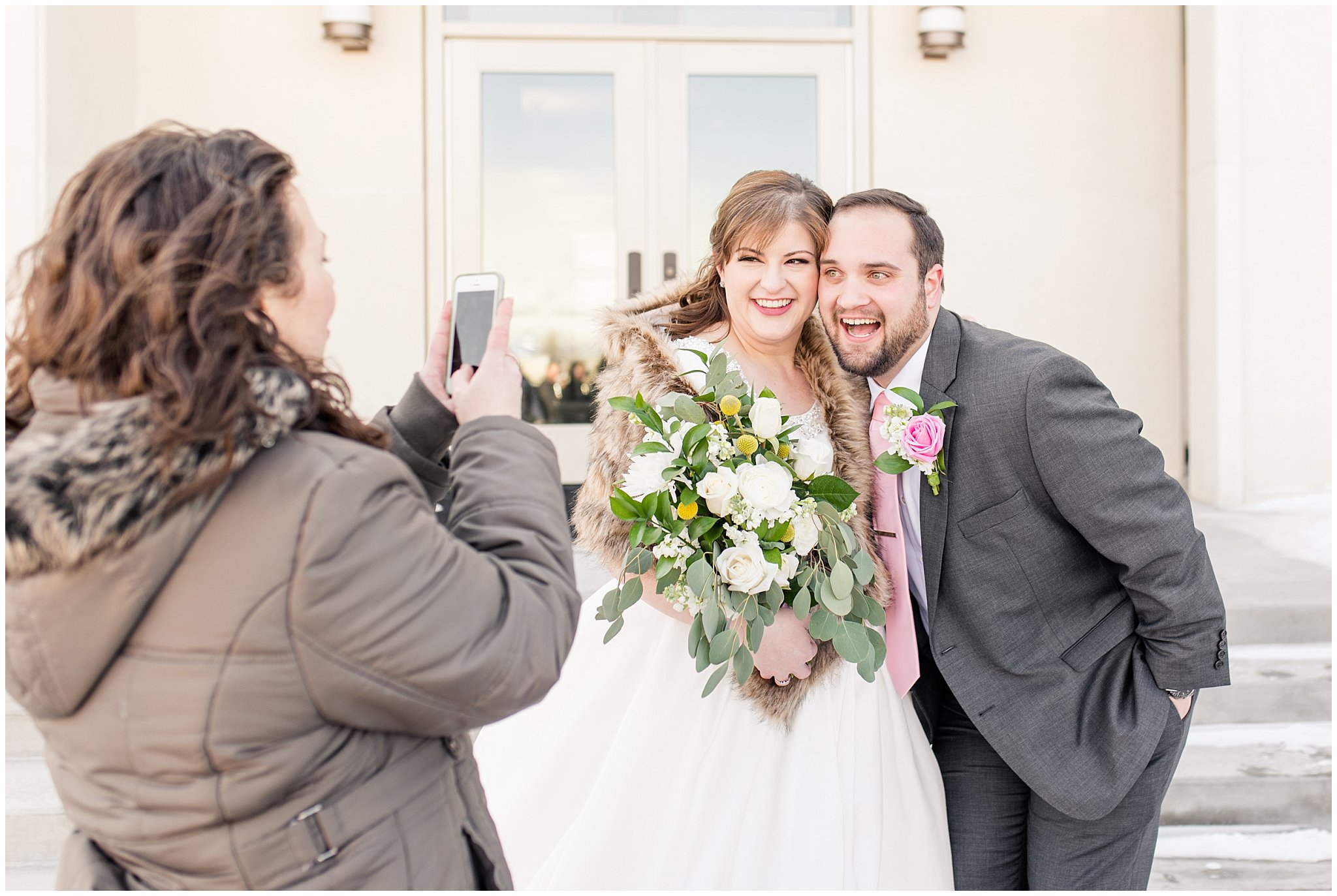 Bride and groom selfie | Ogden Temple Wedding | Jessie and Dallin Photography