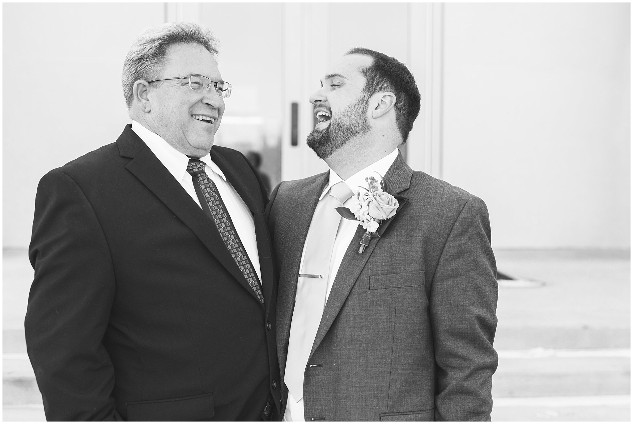 Groom and dad laughing | Ogden Temple Wedding | Jessie and Dallin Photography