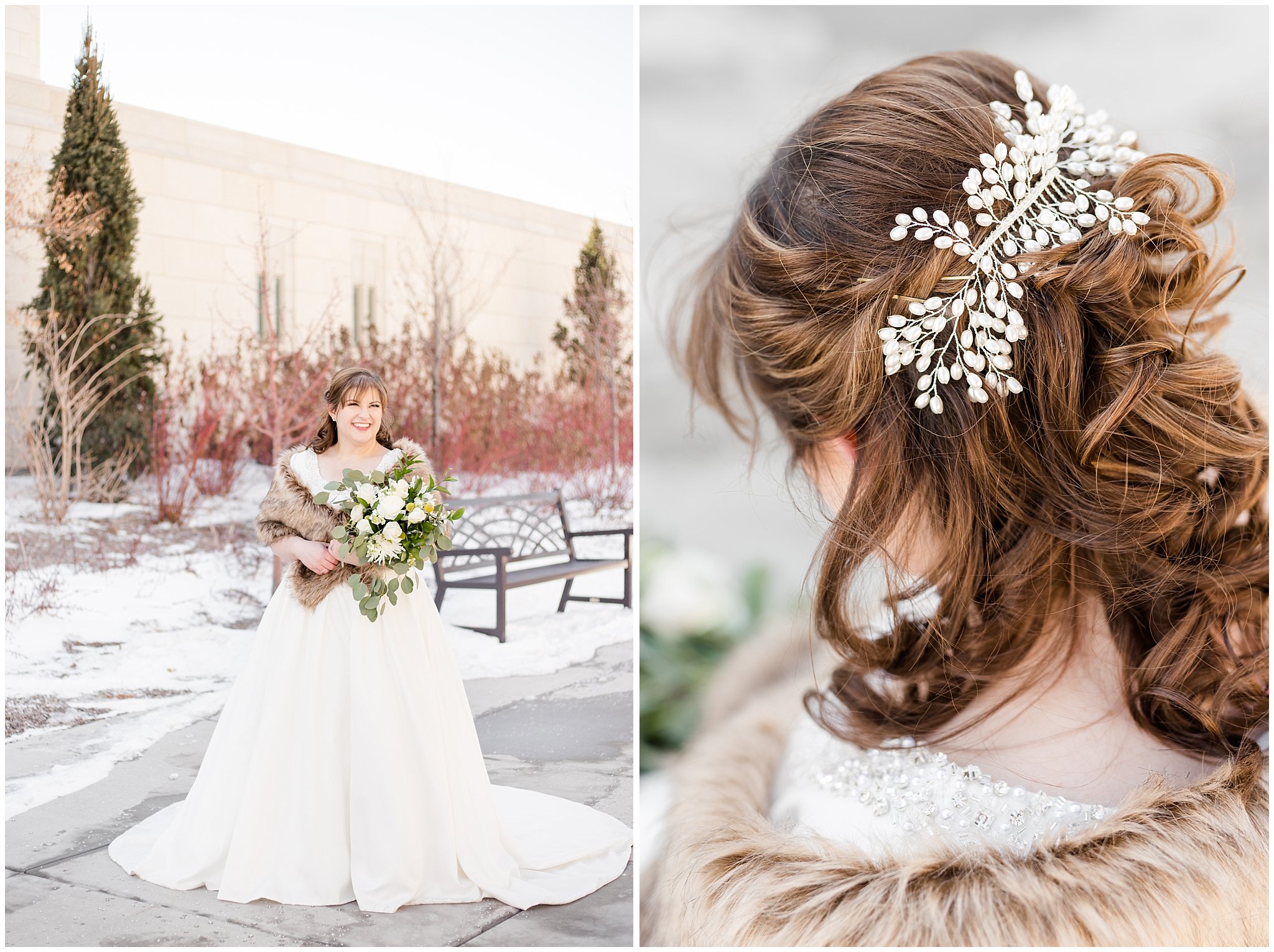 Bridal portrait and bride hair details | Ogden Temple Wedding | Jessie and Dallin Photography