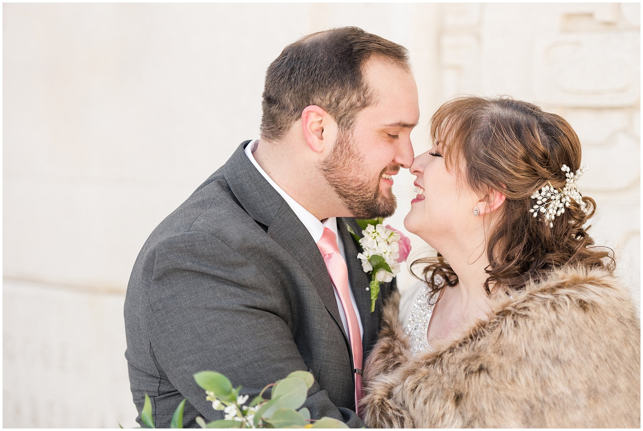 Bride and groom laughing | Ogden Temple Wedding | Jessie and Dallin Photography