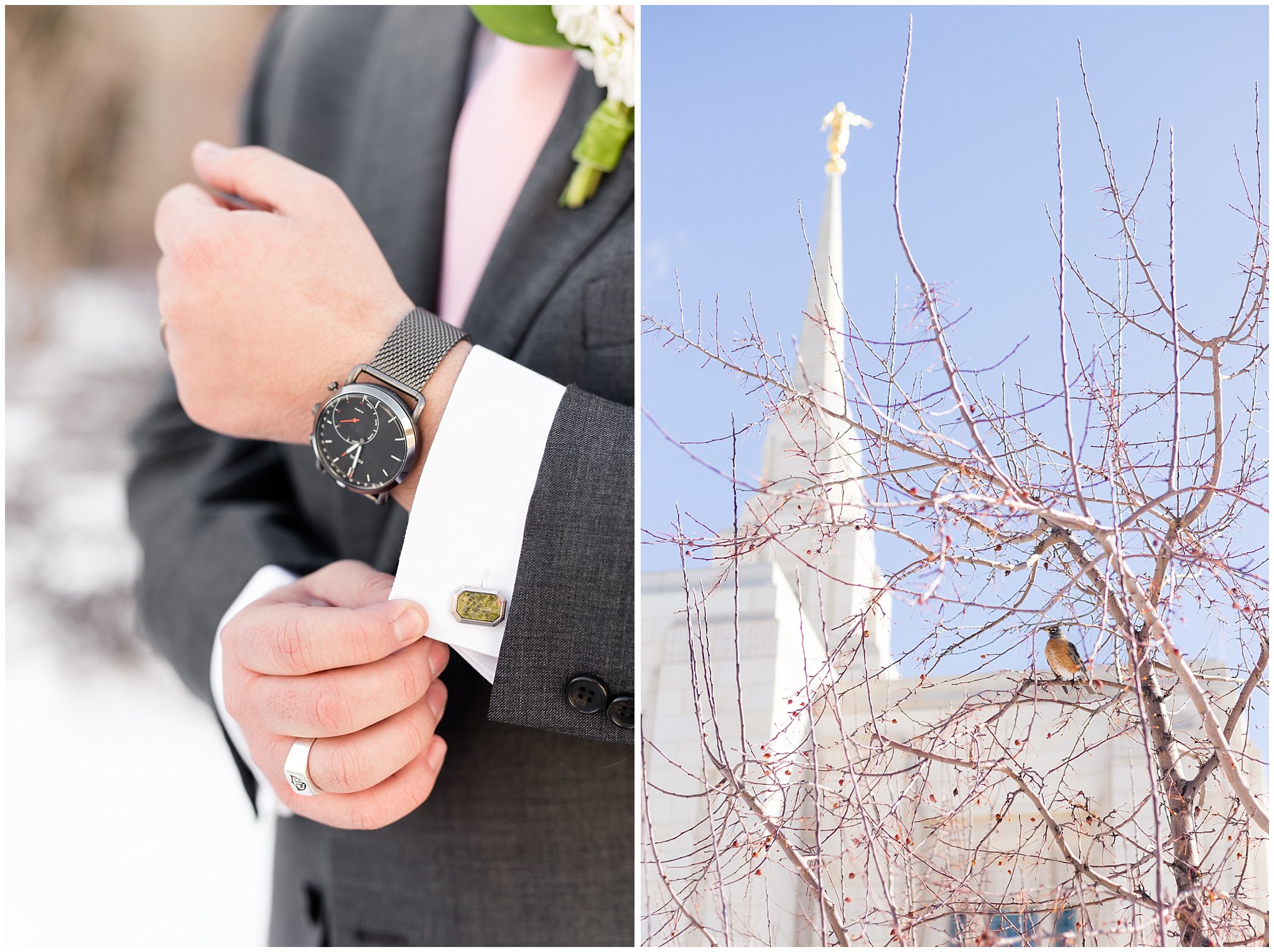 Groom's watch and cuff-links | Ogden Temple Wedding | Jessie and Dallin Photography