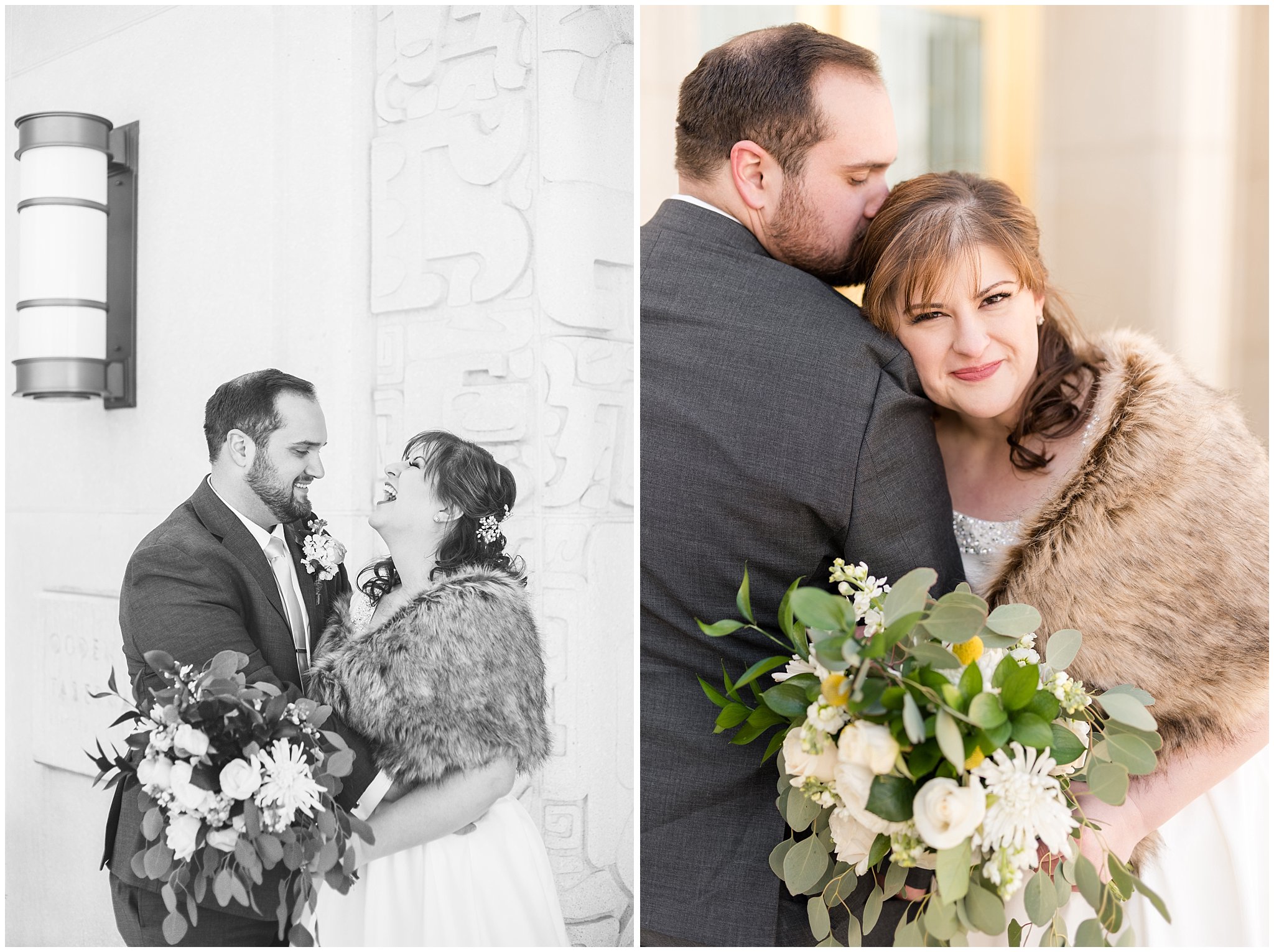 Bride and groom laughing during wedding | Ogden Temple Wedding | Jessie and Dallin Photography