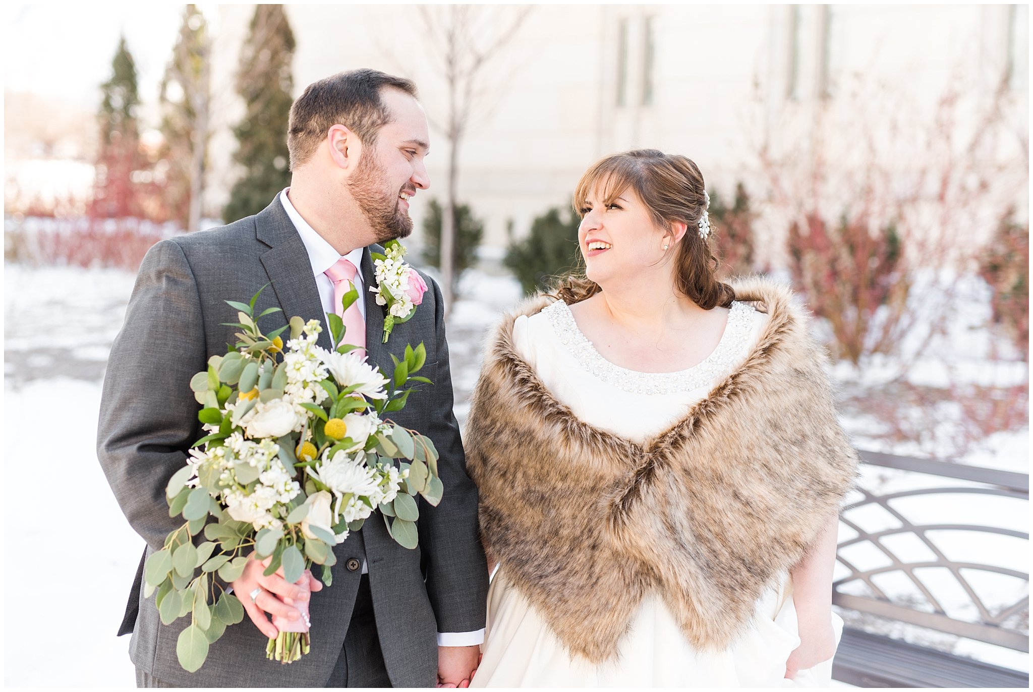 Bride and groom walking | Ogden Temple Wedding | Jessie and Dallin Photography