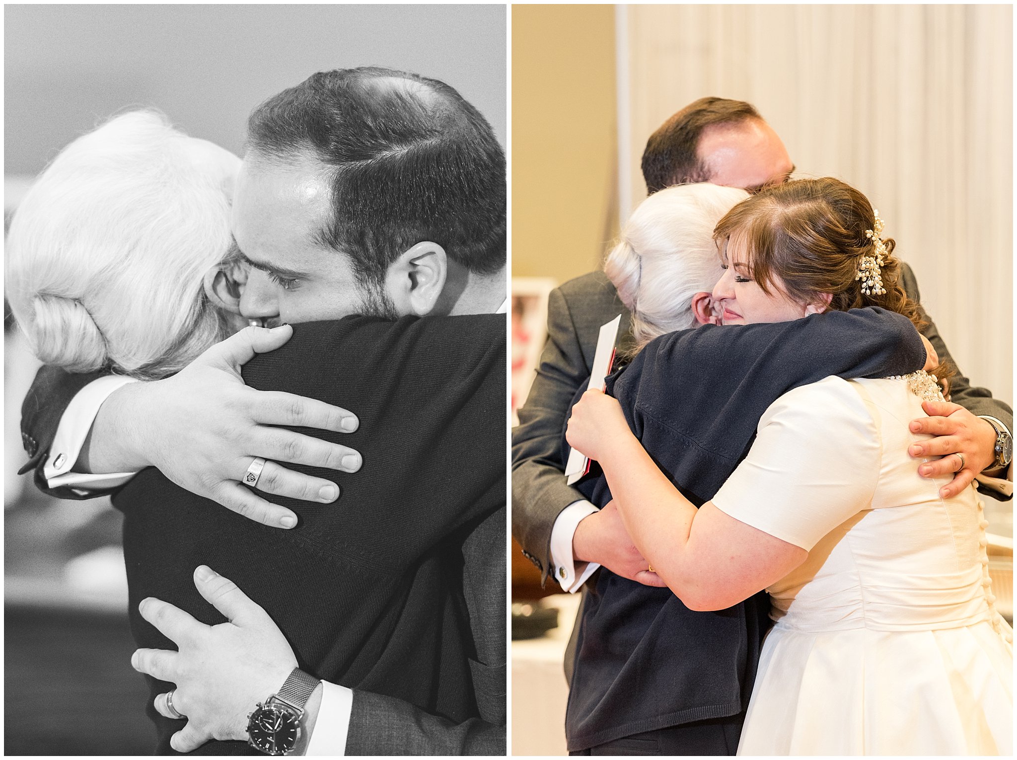Bride and groom hugging grandma | Ogden Temple Wedding | Jessie and Dallin Photography