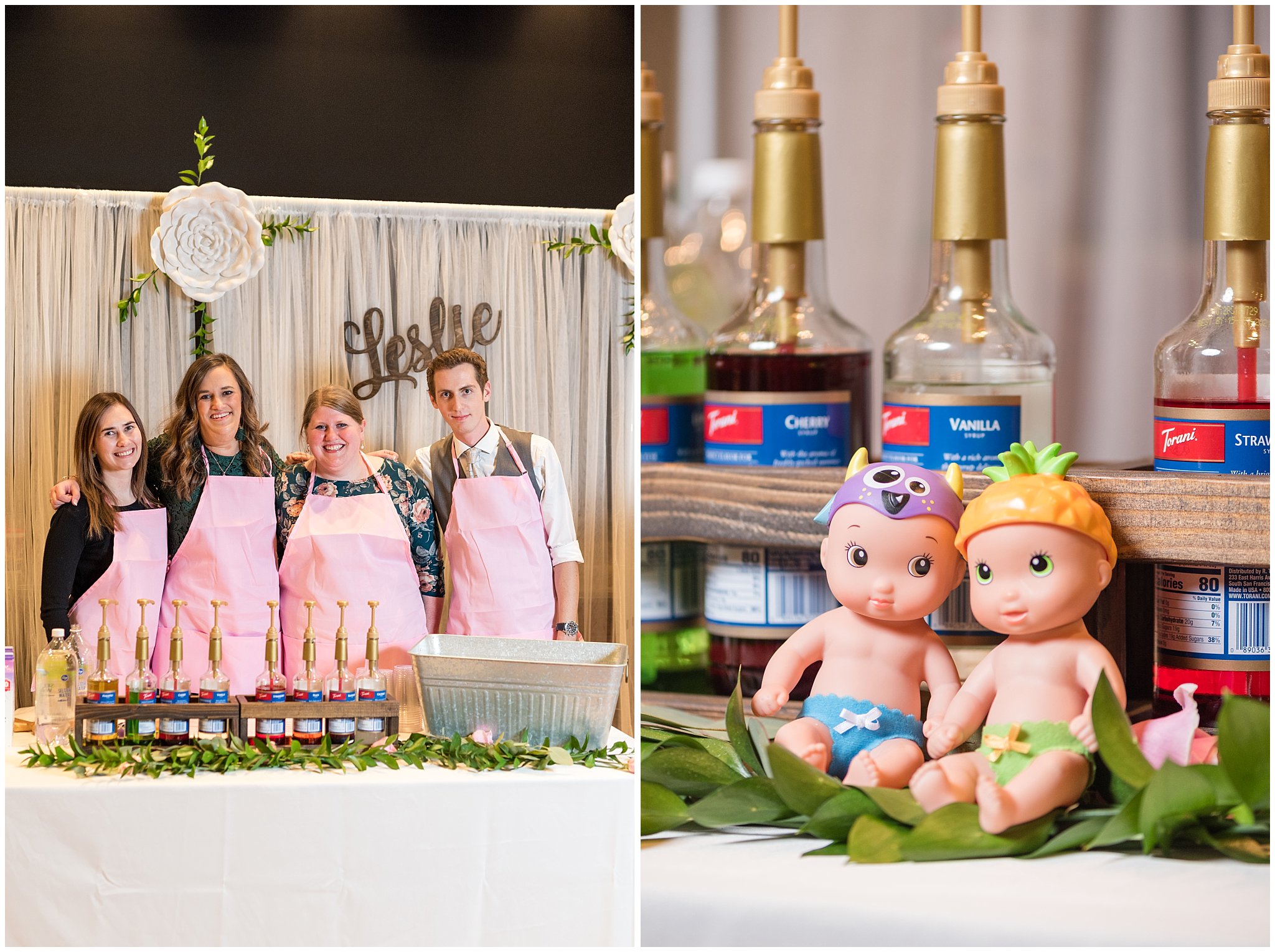 Wedding servers in pink aprons | Ogden Temple Wedding | Jessie and Dallin Photography