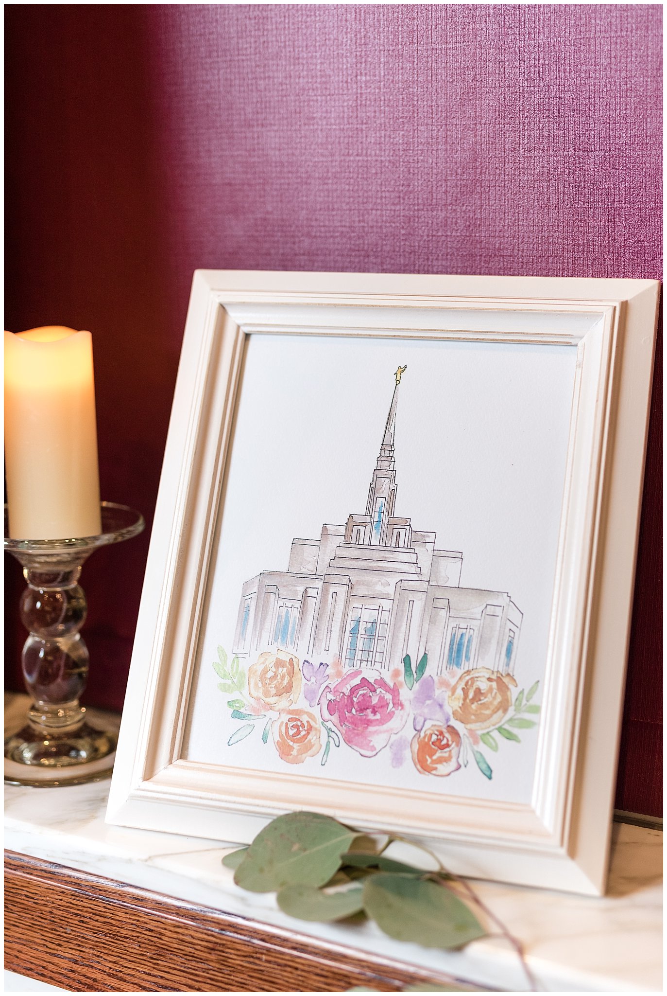 Ogden temple watercolor painting | Ogden Temple Wedding | Jessie and Dallin Photography