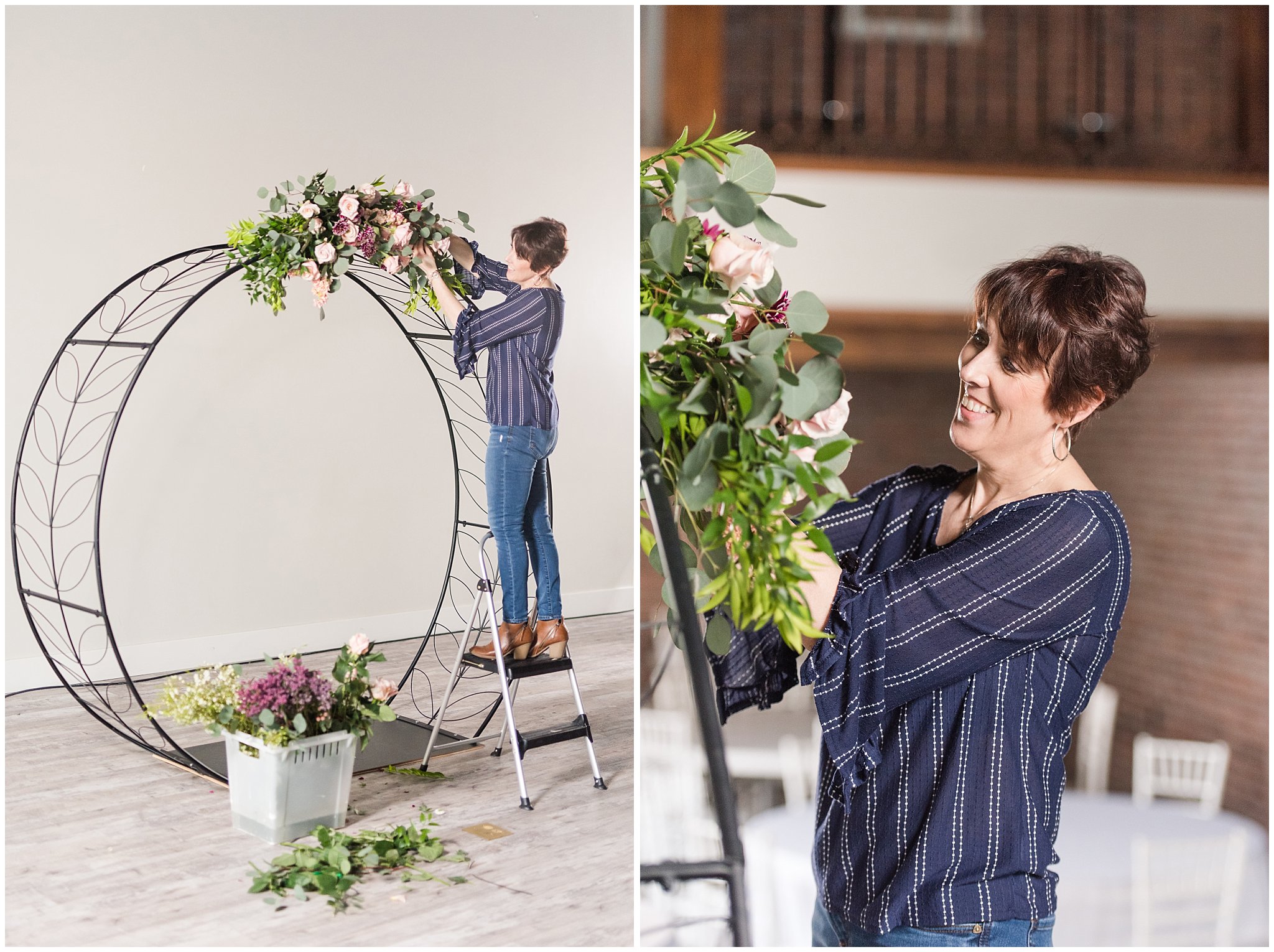 Setting up a wedding arch | Dancing Daisies Floral | Jessie and Dallin Photography