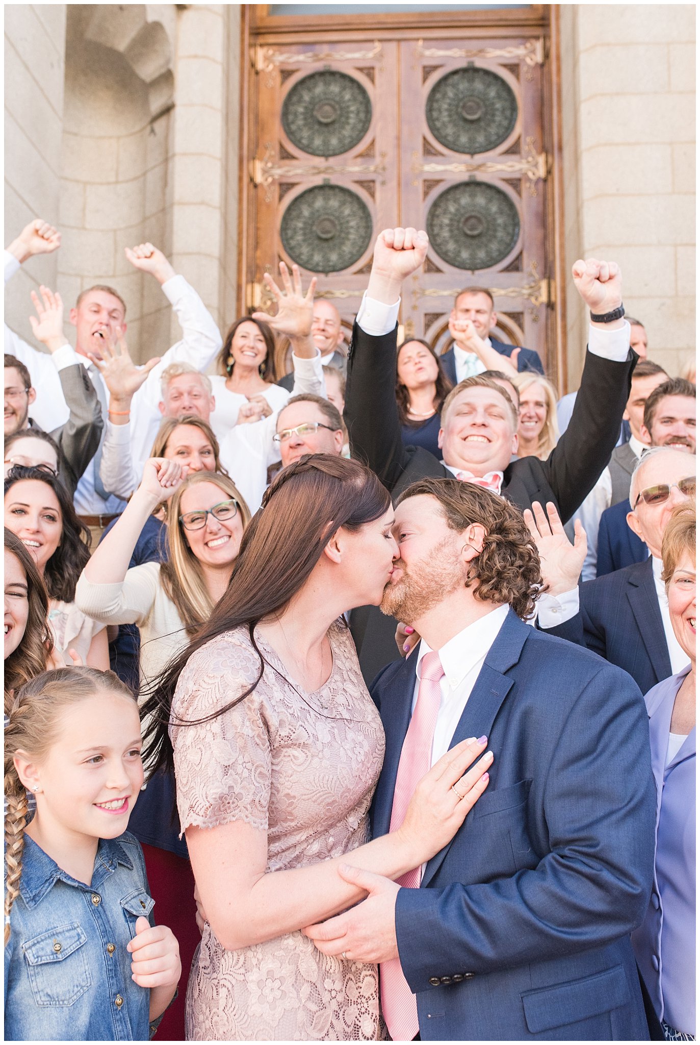 Family portraits at spring temple sealing | Sealing at the Salt Lake Temple and Grand America | Jessie and Dallin Photography