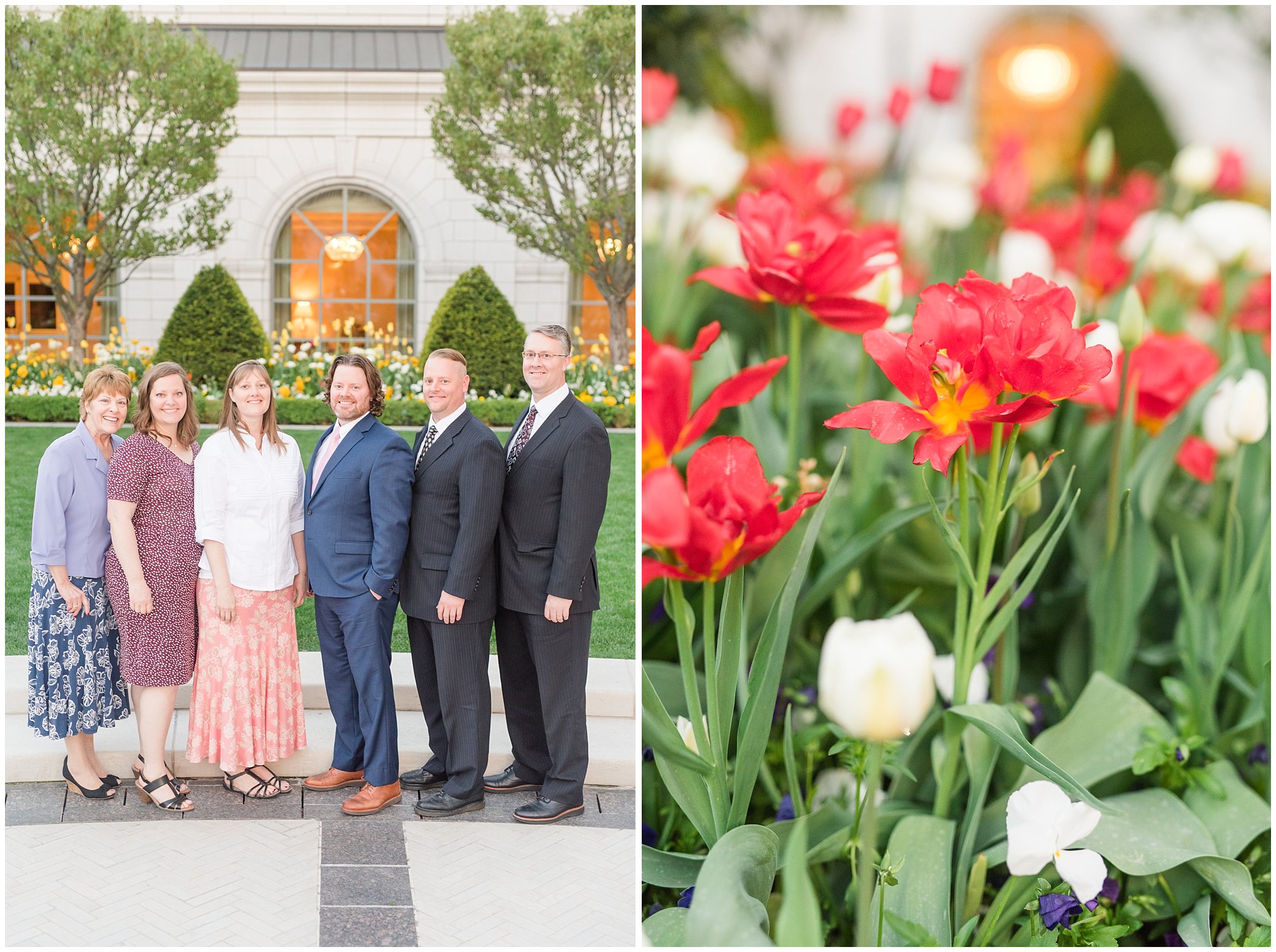 Family portraits outside at the Grand America Hotel | Sealing at the Salt Lake Temple and Grand America | Jessie and Dallin Photography