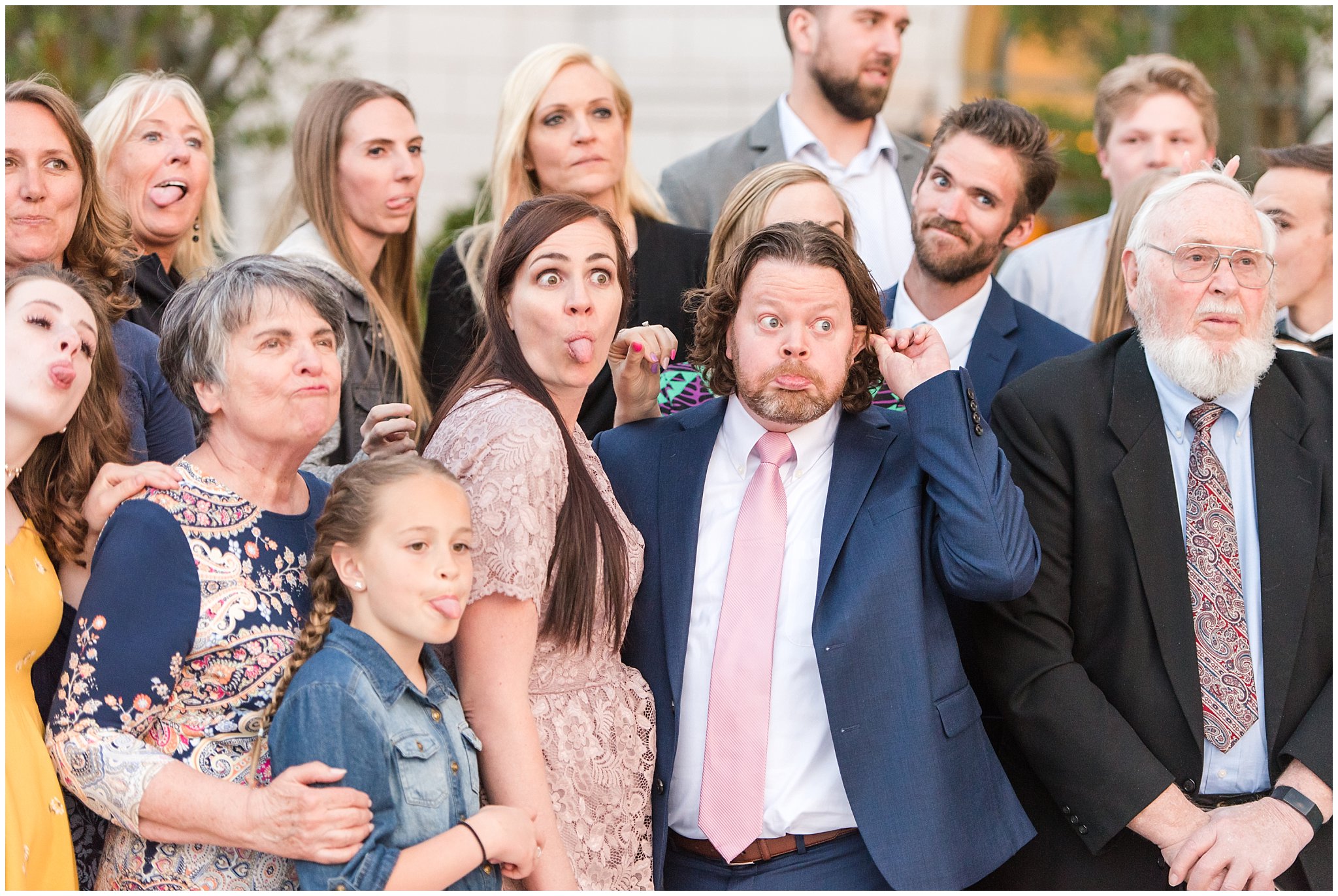 Family portraits outside at the Grand America Hotel | Sealing at the Salt Lake Temple and Grand America | Jessie and Dallin Photography